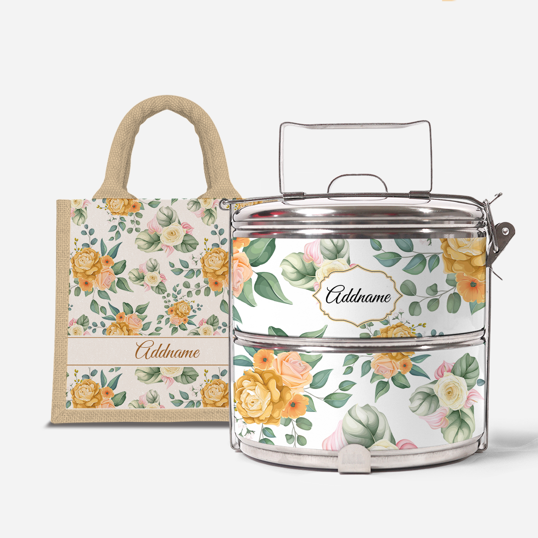 Laura Series - Honey - Lunch Tote Bag with Two-Tier Tiffin Carrier