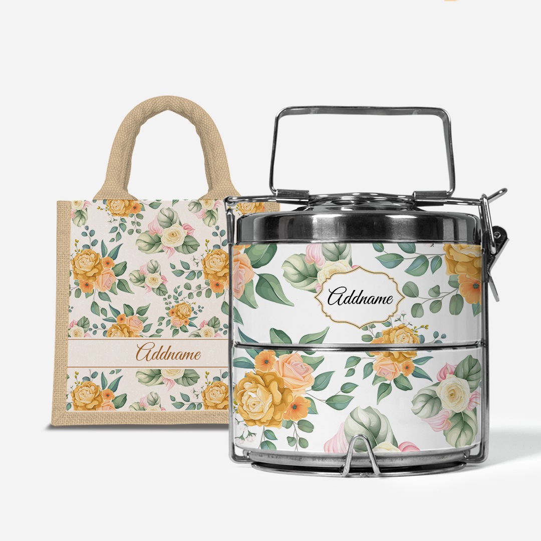 Laura Series - Honey - Lunch Tote Bag with Two-Tier Tiffin Carrier