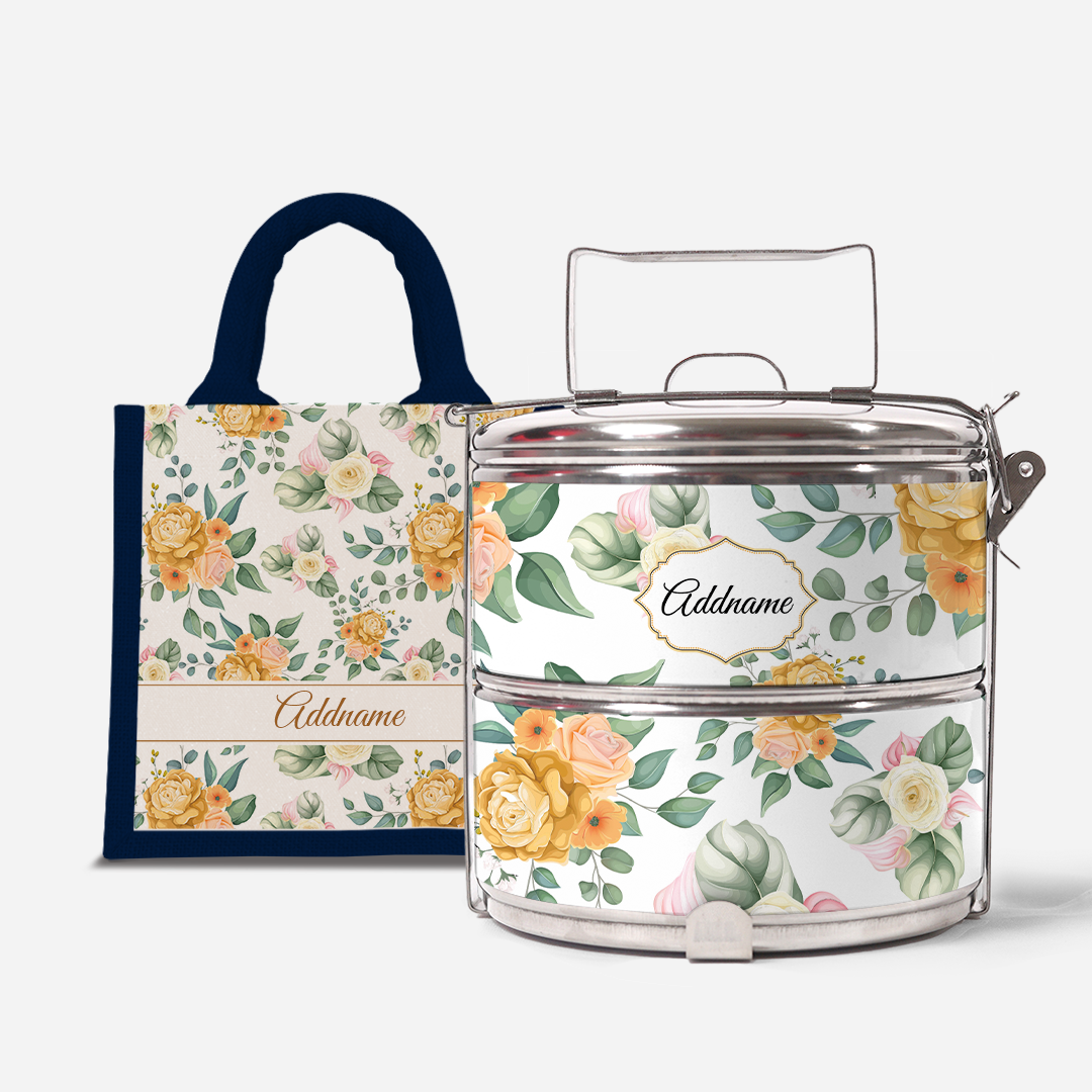Laura Series - Honey - Lunch Tote Bag with Two-Tier Tiffin Carrier