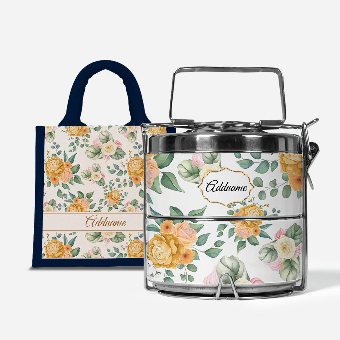Laura Series - Honey - Lunch Tote Bag with Two-Tier Tiffin Carrier