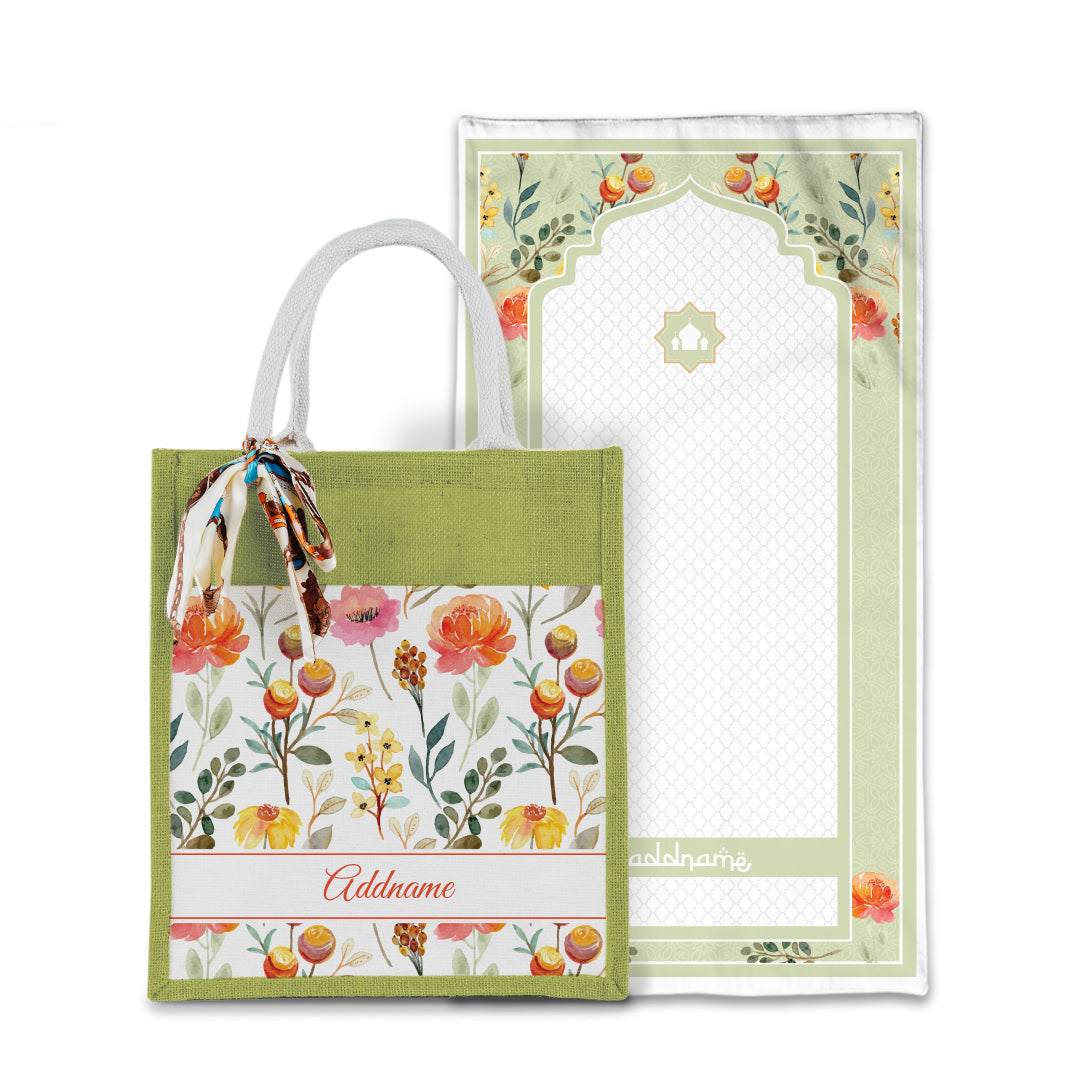 Laura Carnelian Sejadah with Matching Colourful Jute Bag