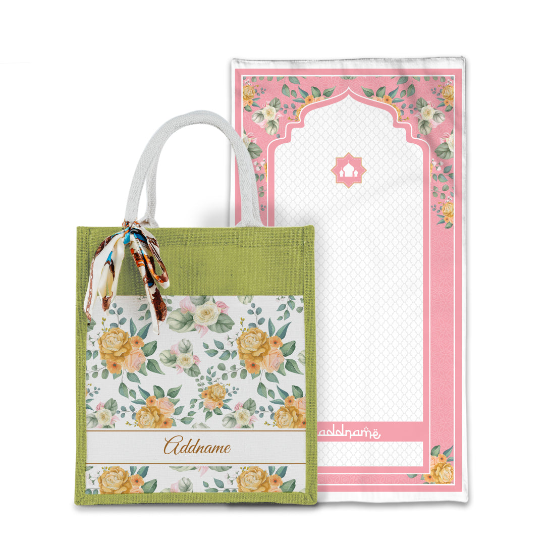 Laura Honey Sejadah with Matching Colourful Jute Bag