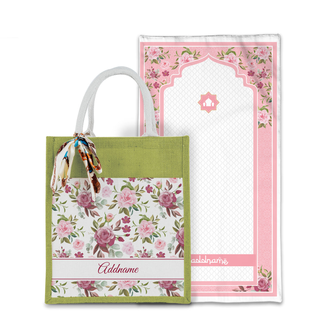 Laura Ruby Sejadah with Matching Colourful Jute Bag