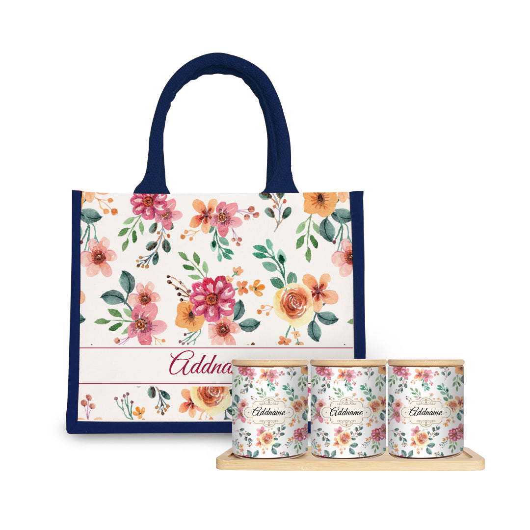 Garnet Canister with Half Lining Small Jute Bag