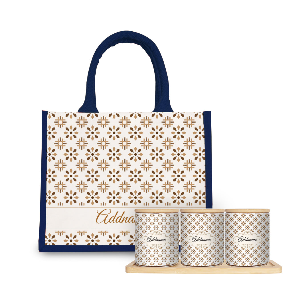 Arabesque Tawny Brown Canister with Half Lining Small Jute Bag