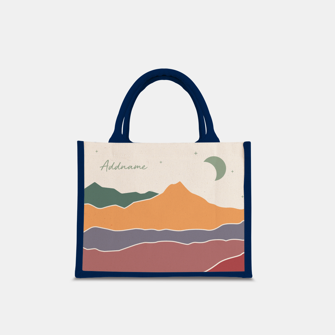 Kaira Series Half Lining Small Jute Bag - Akhdar Navy
