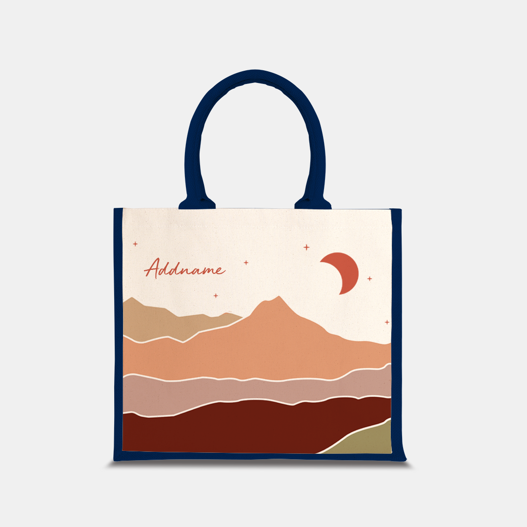 Kaira Series Half Lining Jute Bag - Asfar Navy