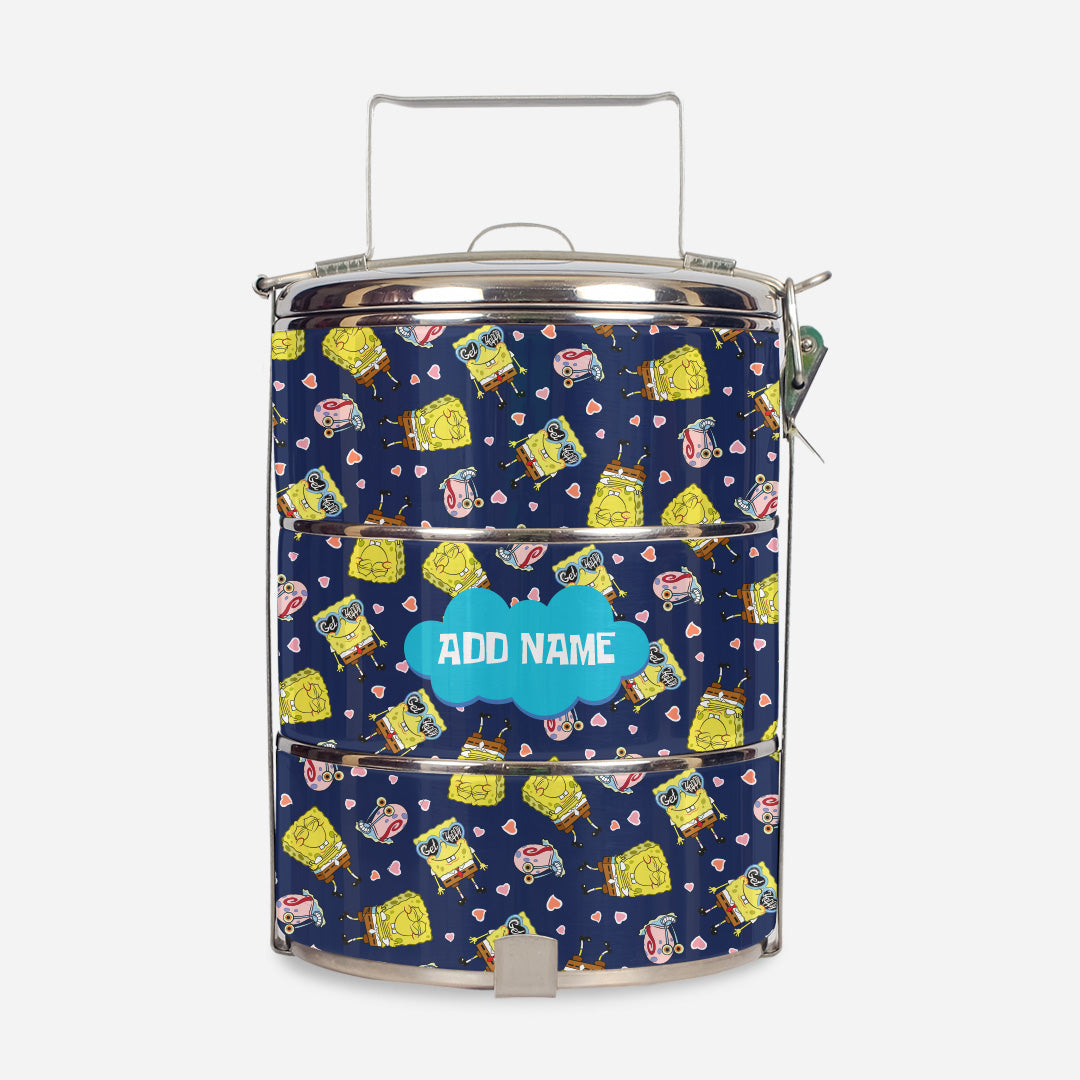 SpongeBob - Get Happy Pattern Personalized Tiffin Carrier