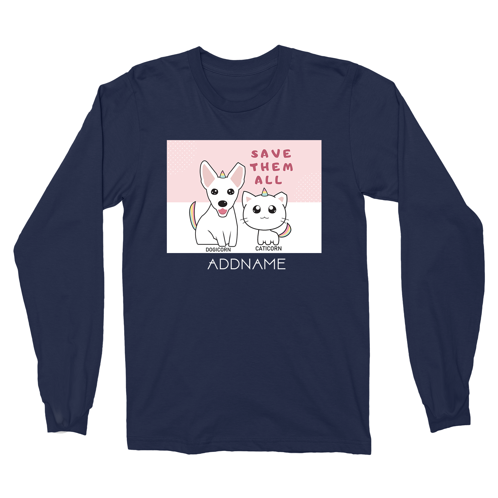Sherlyn Mama Cute Mix Dogicorn and Caticorn Accessories Addname Long Sleeve Unisex T-Shirt