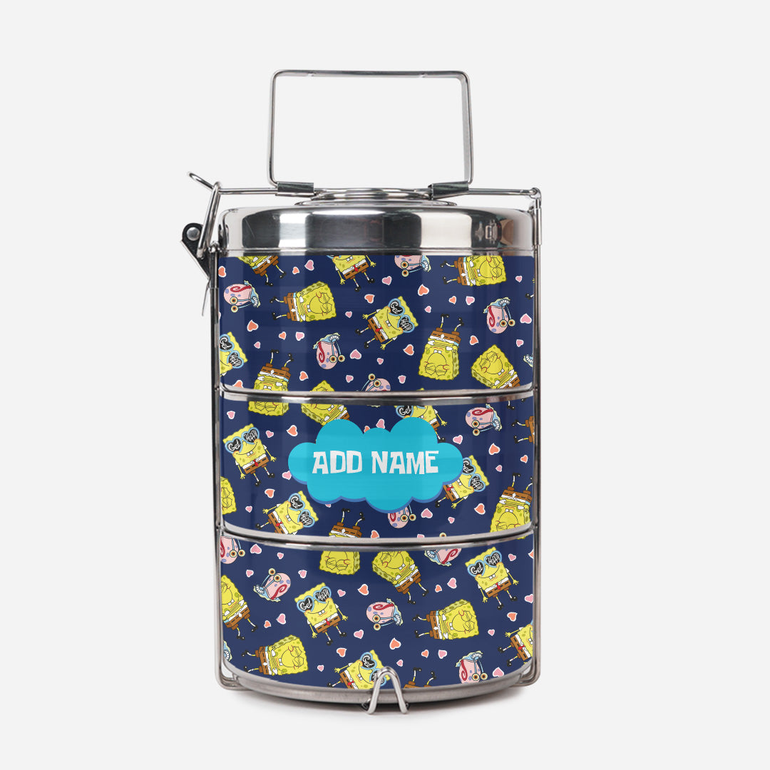 SpongeBob - Get Happy Pattern Personalized Tiffin Carrier