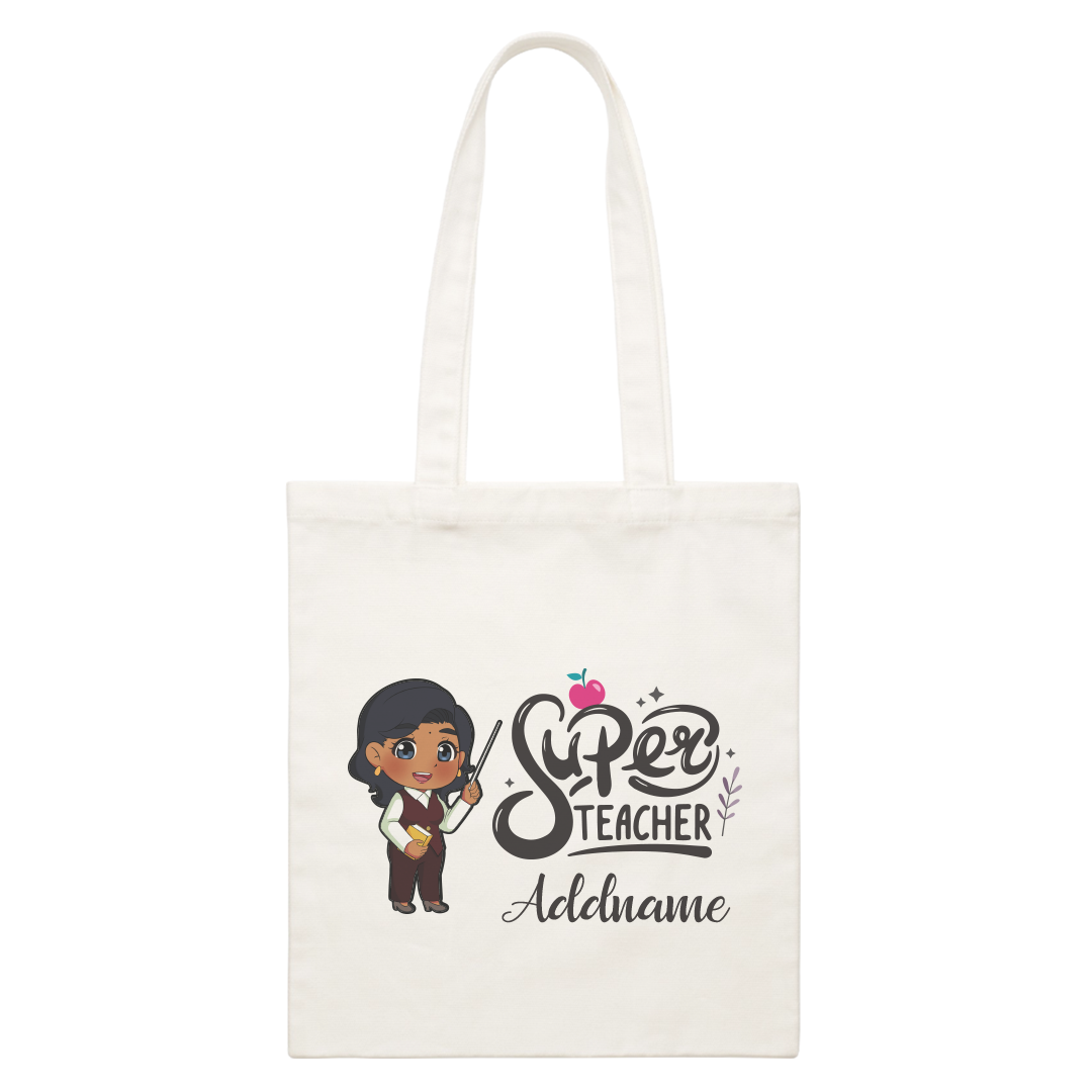 Chibi Super Teacher White Canvas Bag