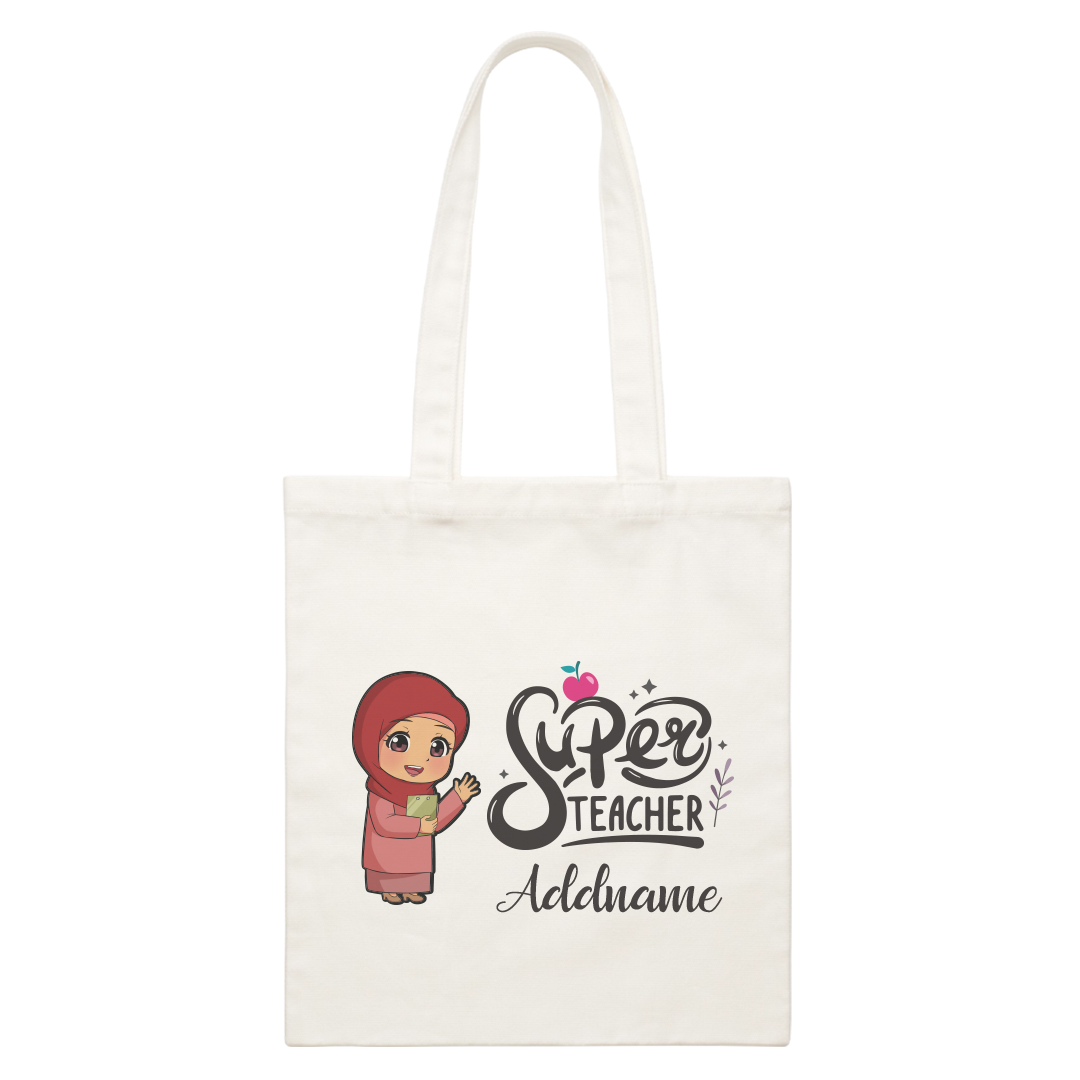 Chibi Super Teacher White Canvas Bag
