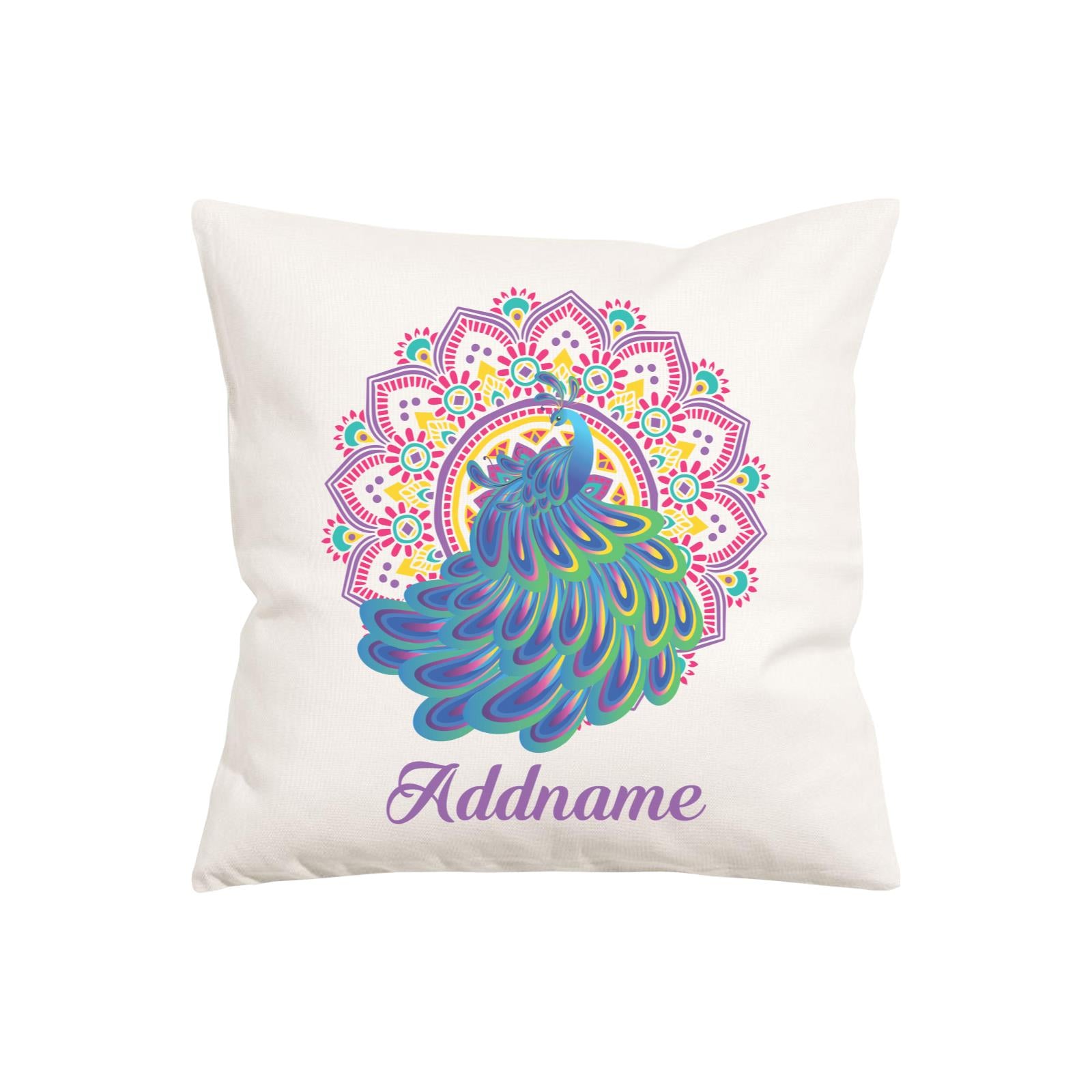 Deepavali Series Virtue Peacock with Purple Mandala PW Cushion