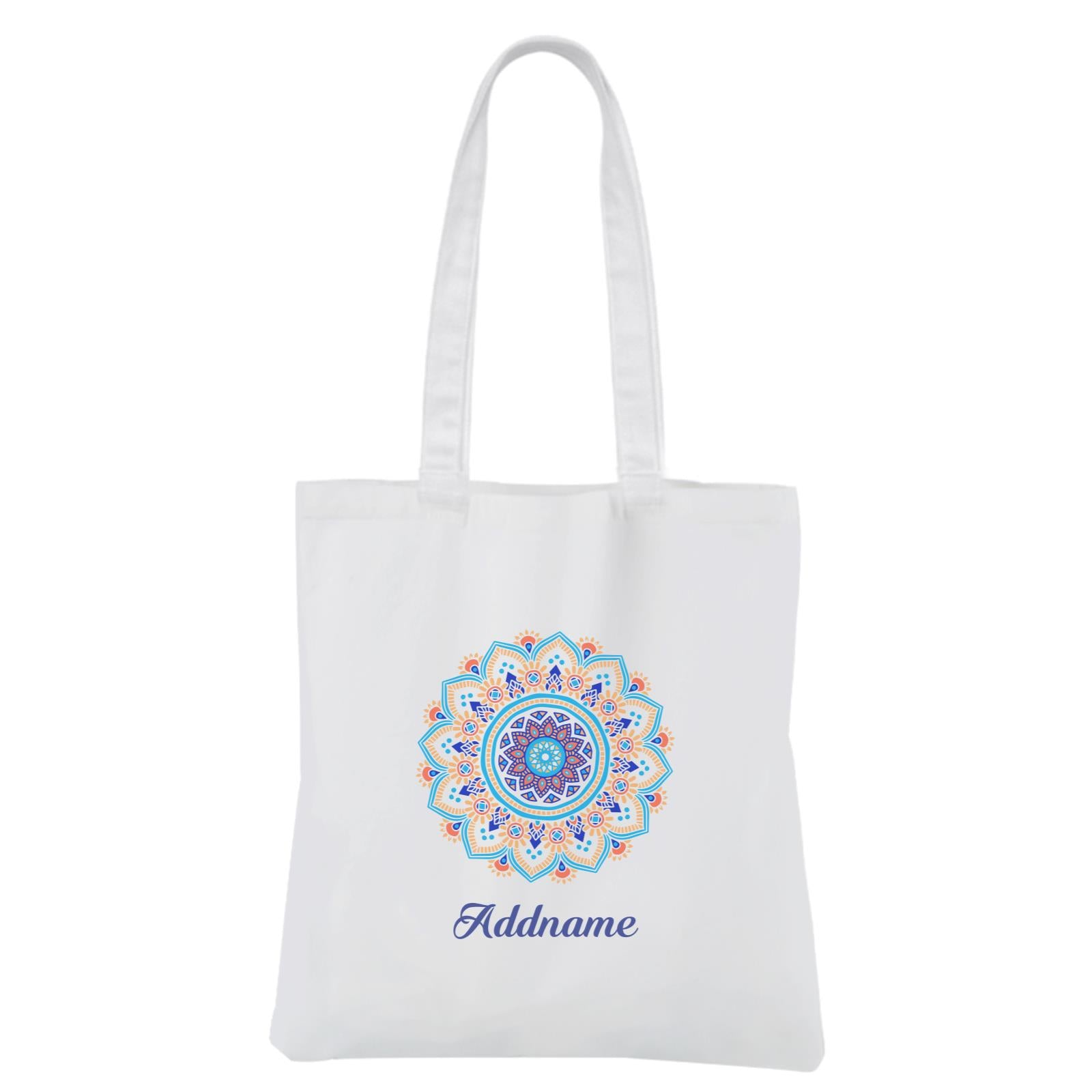 Deepavali Series Sky Blue Mandala White Canvas Bag