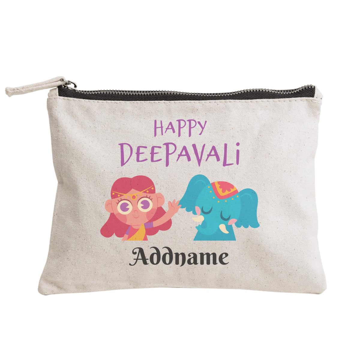 Deepavali Series Little Girl Wishes You Happy Deepavali Zipper Pouch