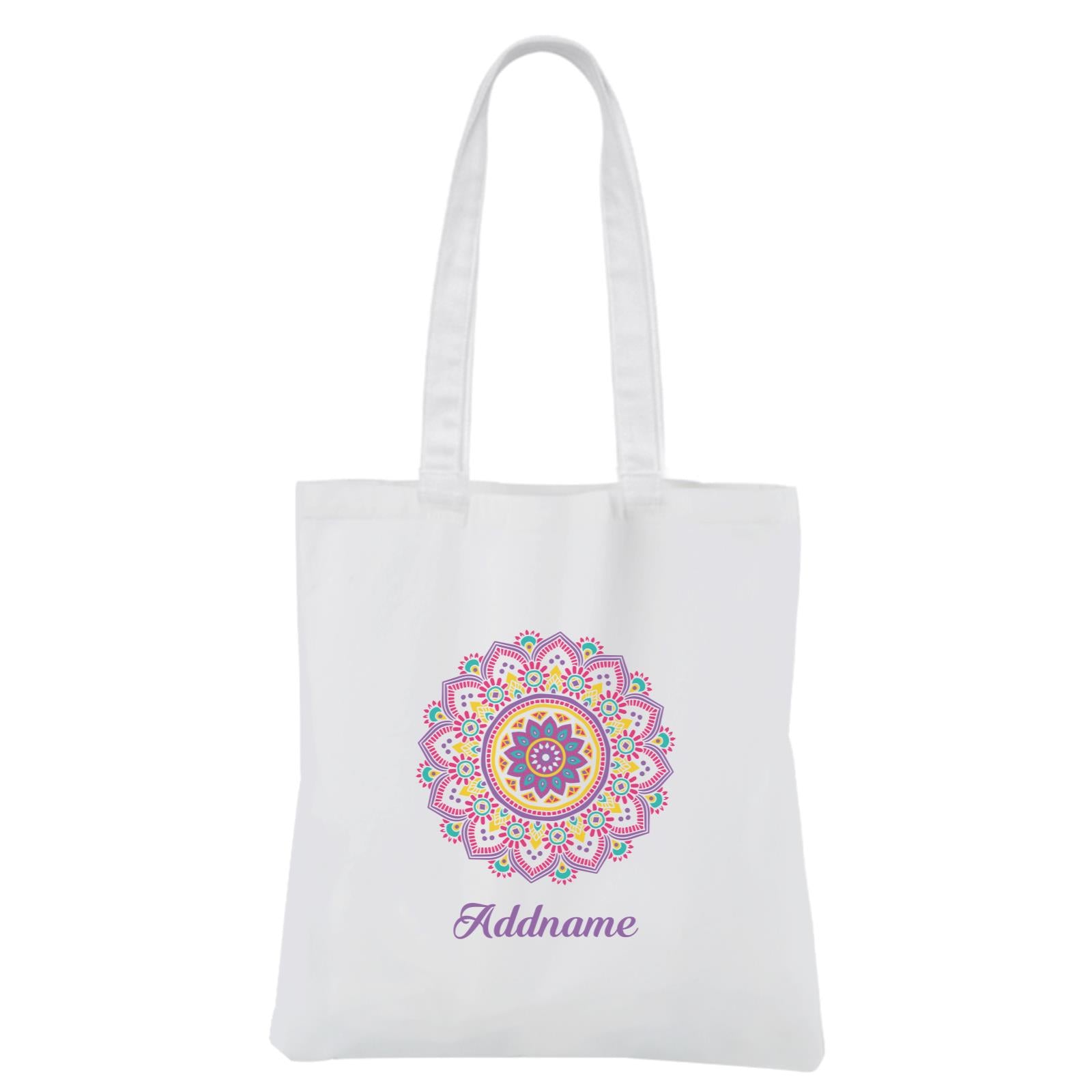 Deepavali Series Purple Mandala White Canvas Bag