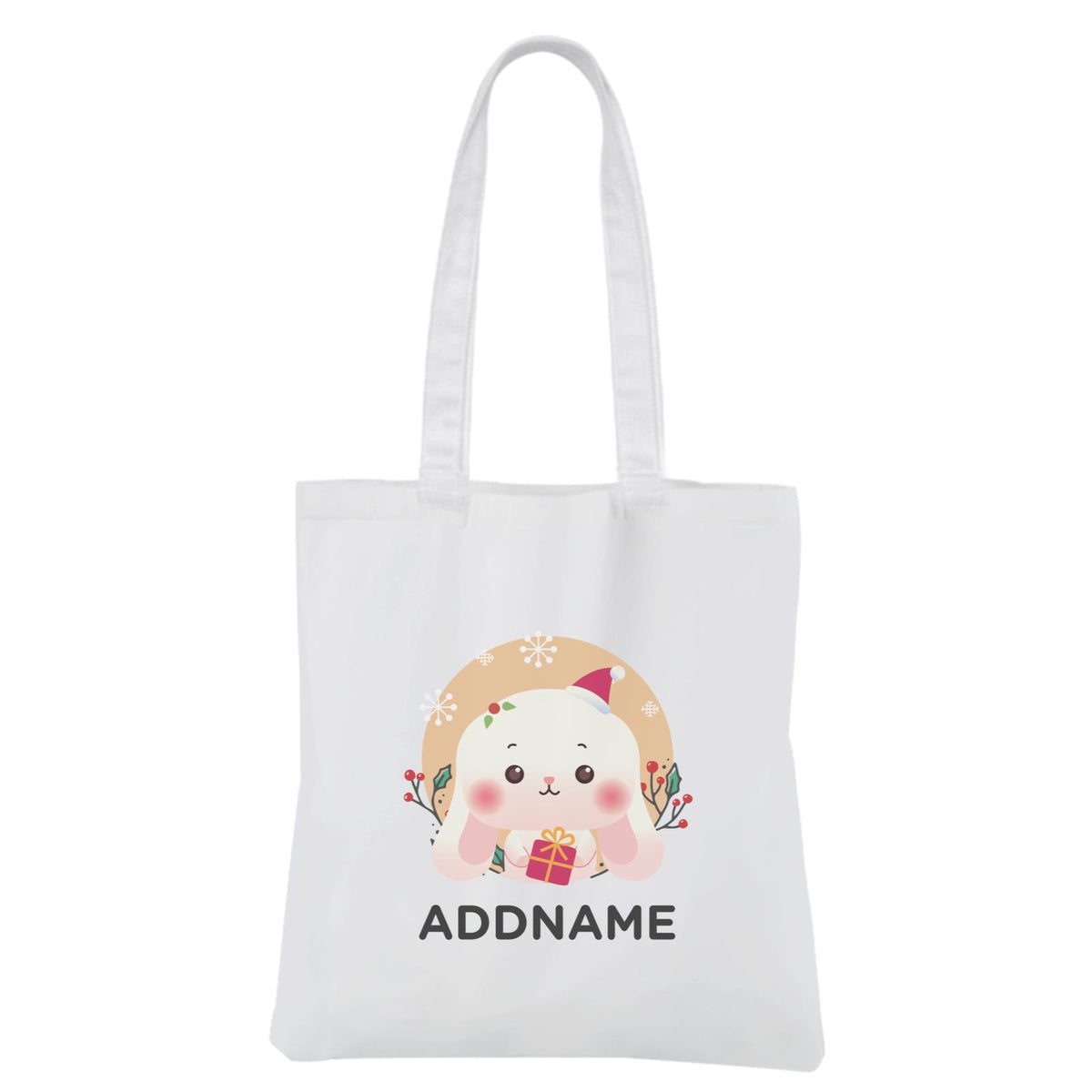 Christmas Cute Animal Series Cute Rabbit White Canvas Bag