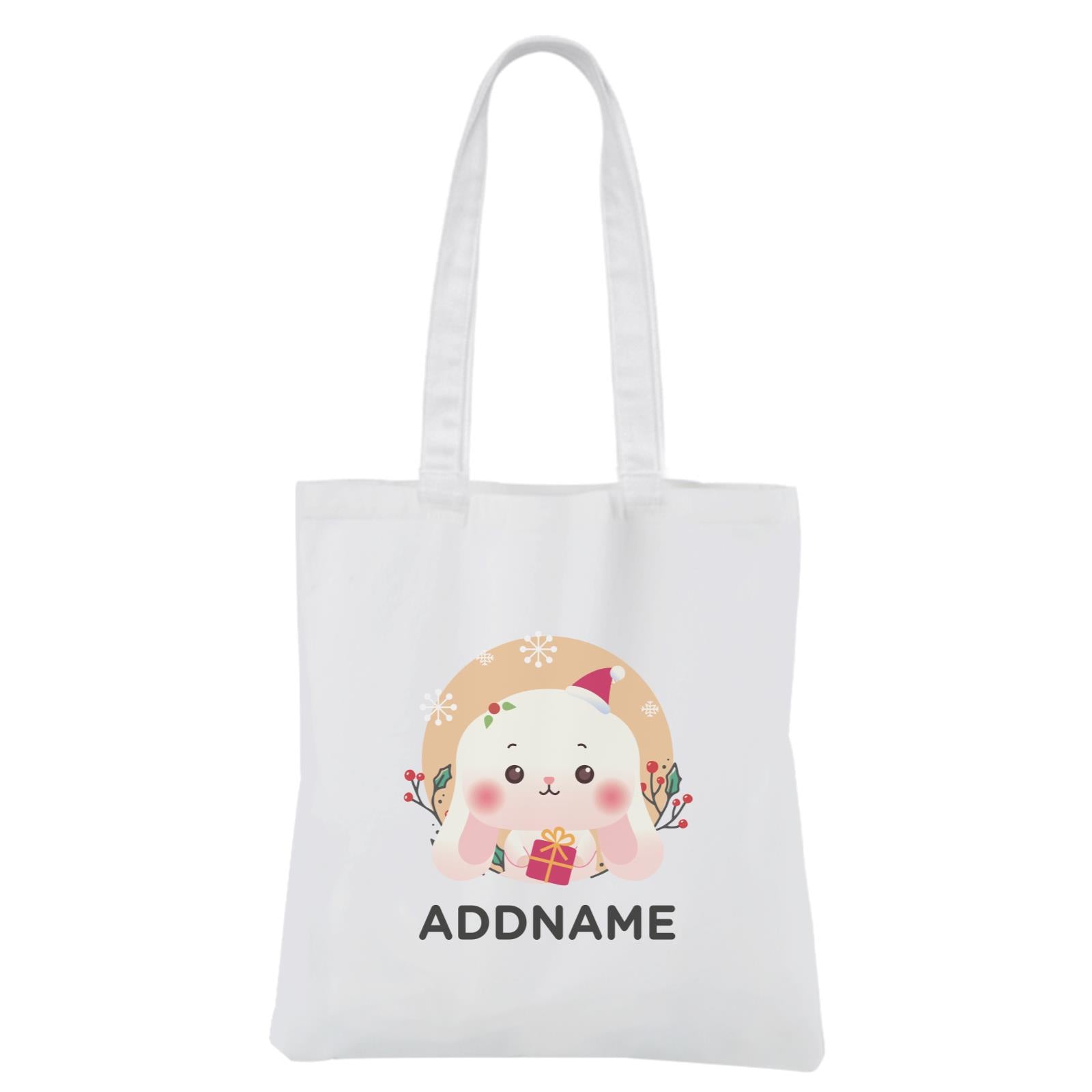 Christmas Cute Animal Series Cute Rabbit White Canvas Bag