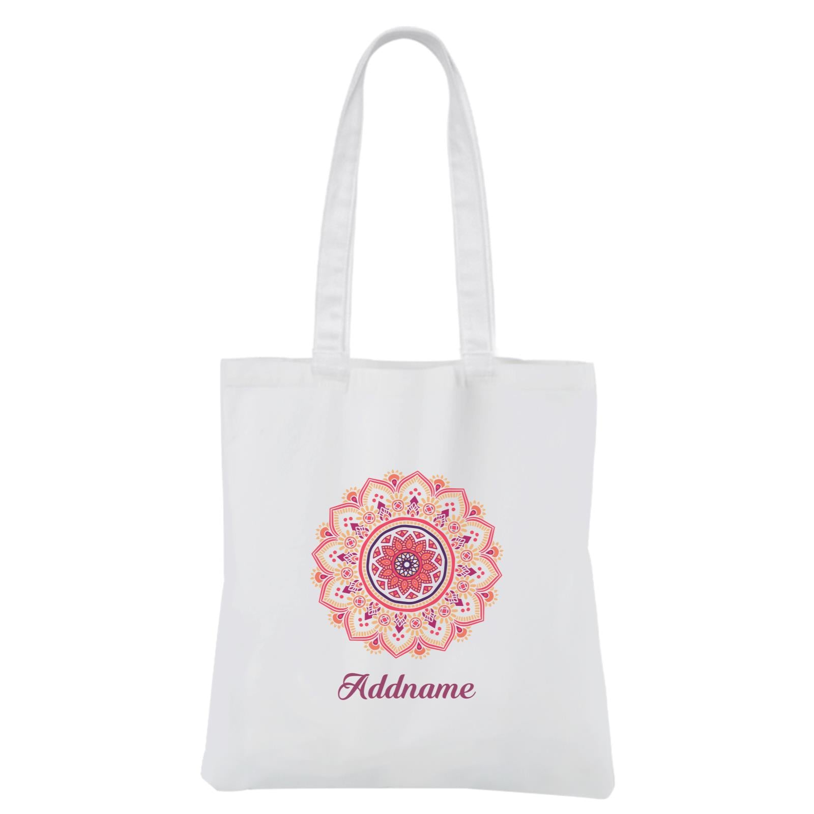 Deepavali Series Red Mandala White Canvas Bag