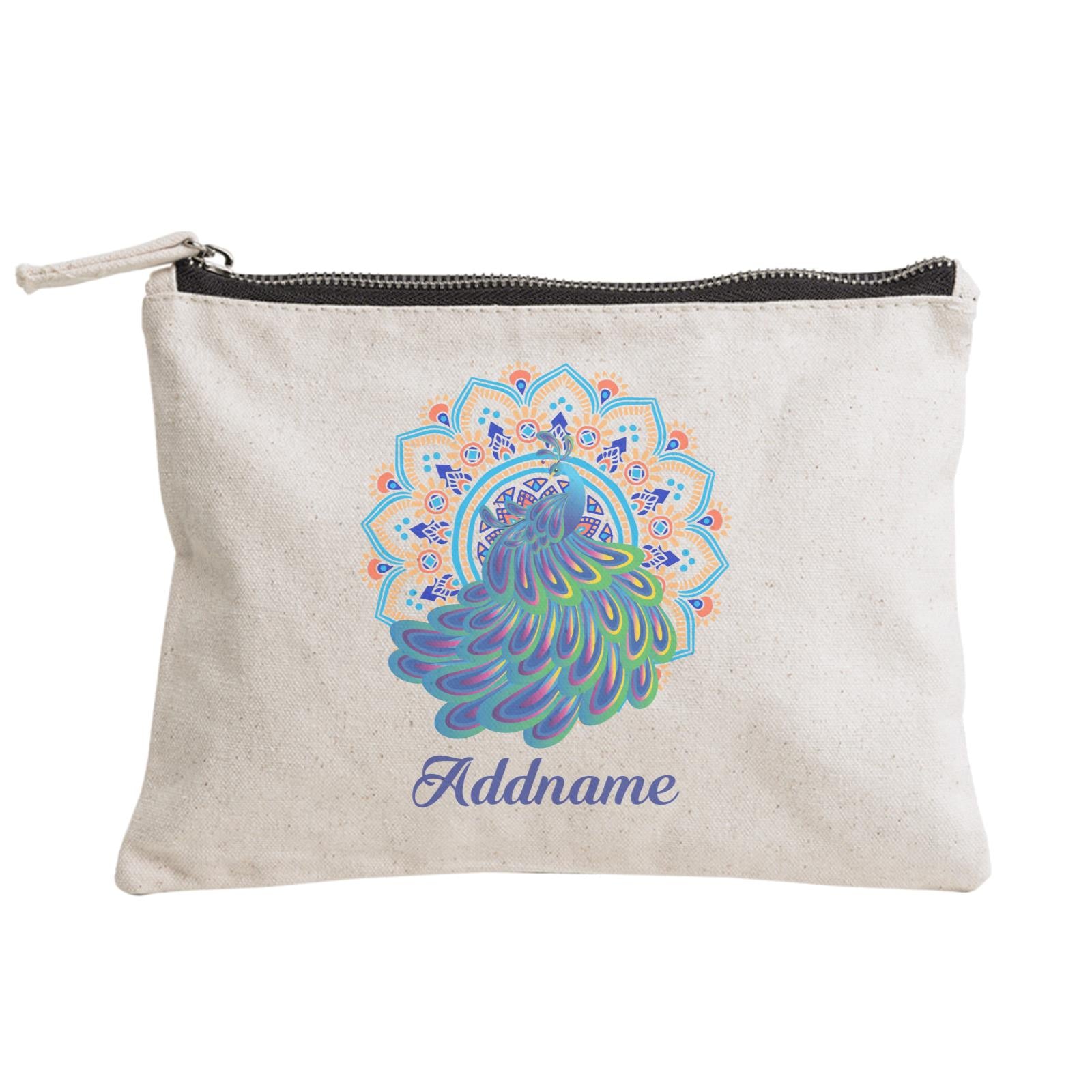 Deepavali Series Virtue Peacock with Sky Blue Mandala Zipper Pouch