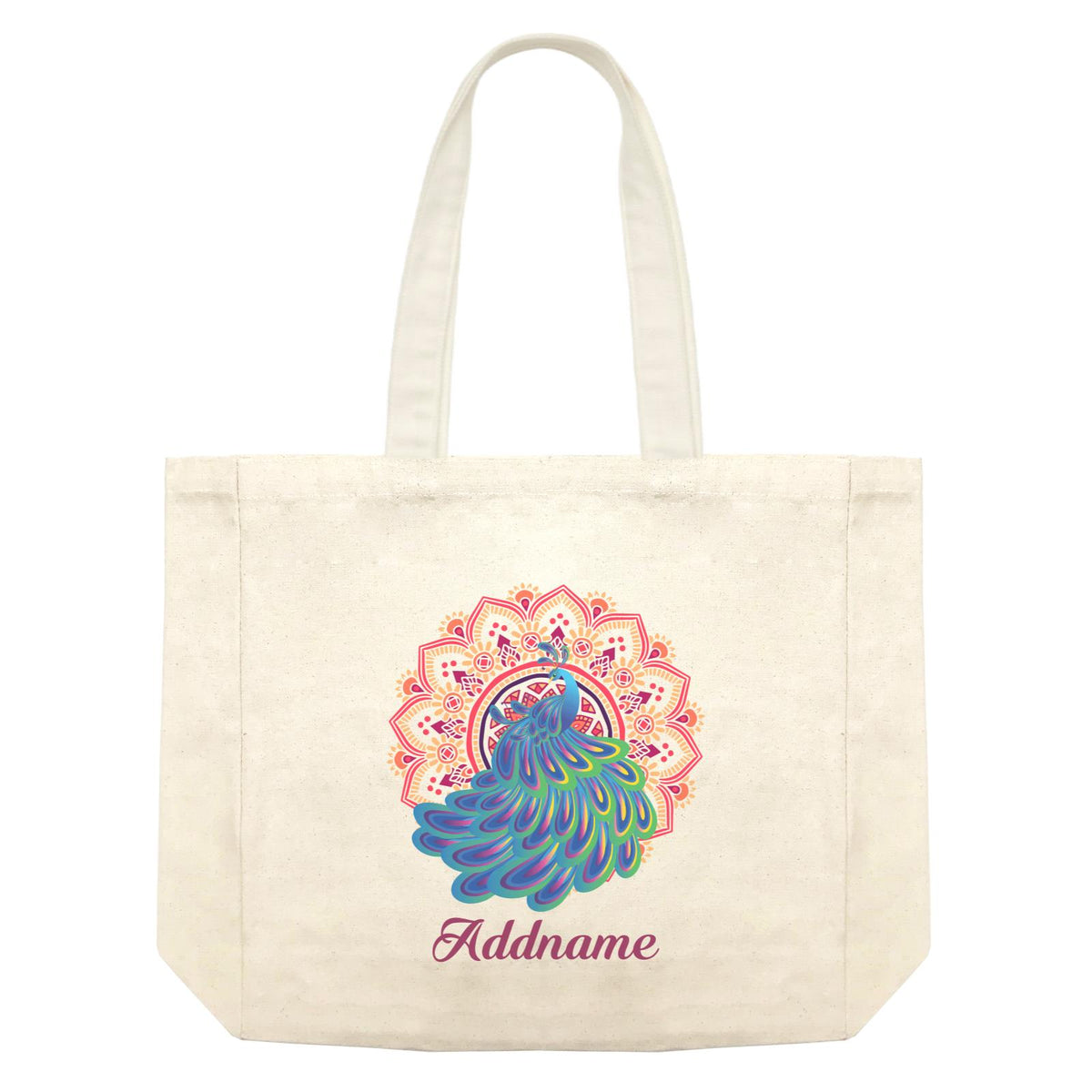 Deepavali Series Virtue Peacock with Red Mandala Shopping Bag