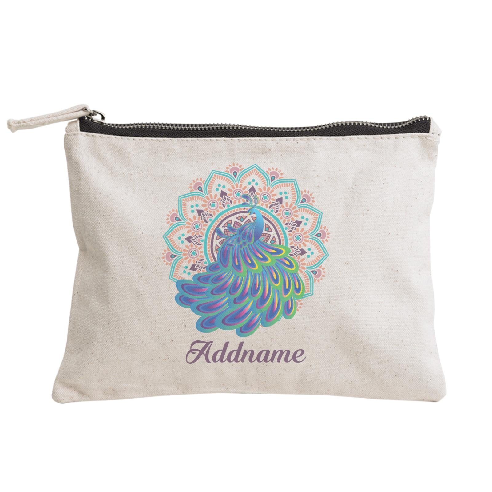 Deepavali Series Virtue Peacock with Turquoise Mandala Zipper Pouch