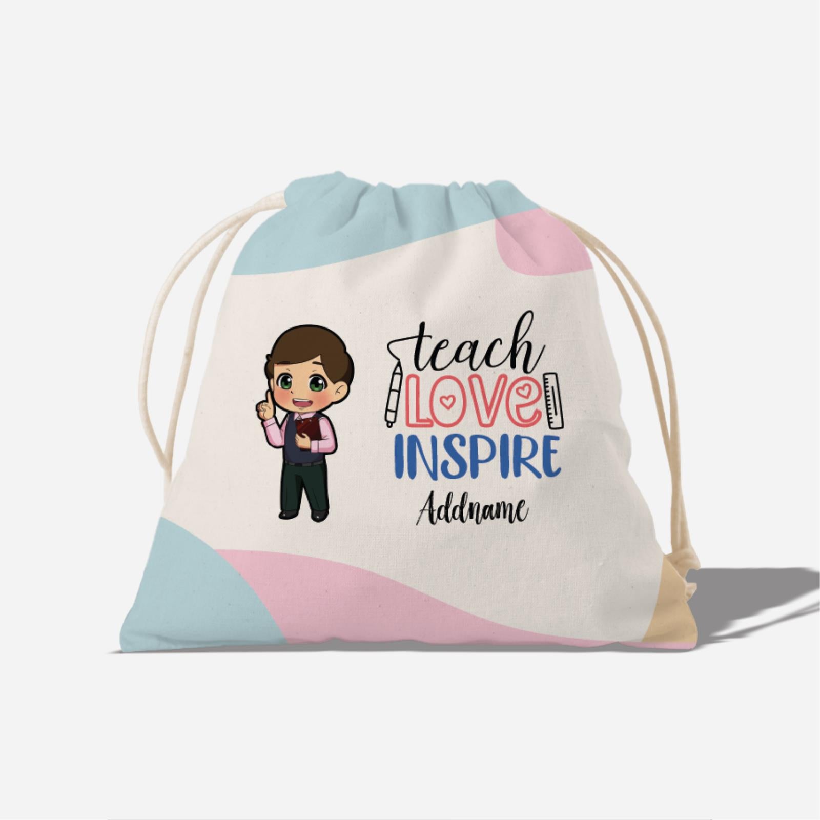 Teach Love Inspire With Chibi Chinese Male Teacher Full Print Satchel