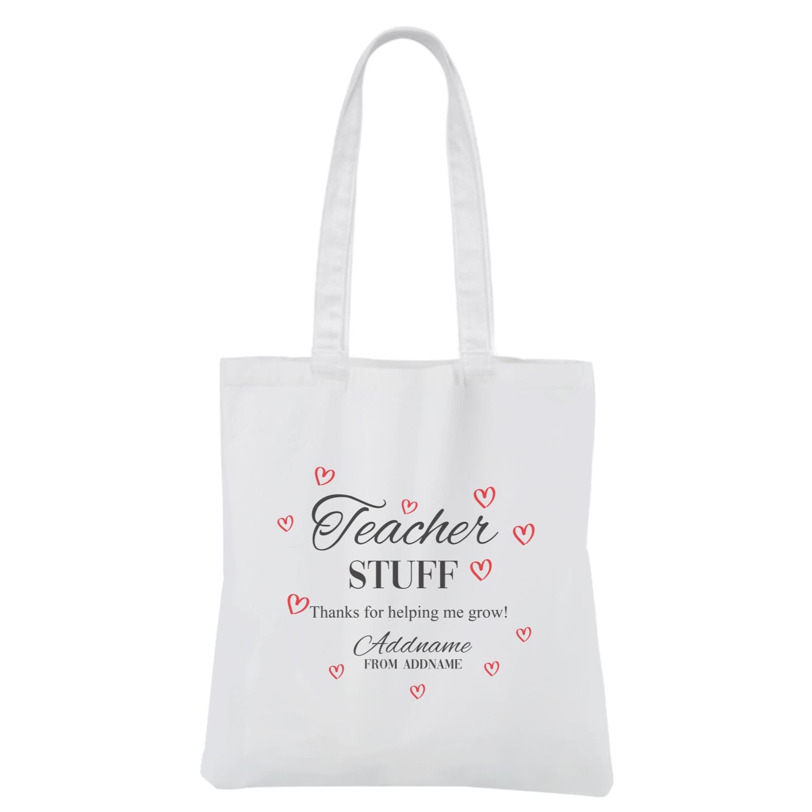 Teacher Stuff Thanks For Helping Me Grow White Canvas Bag