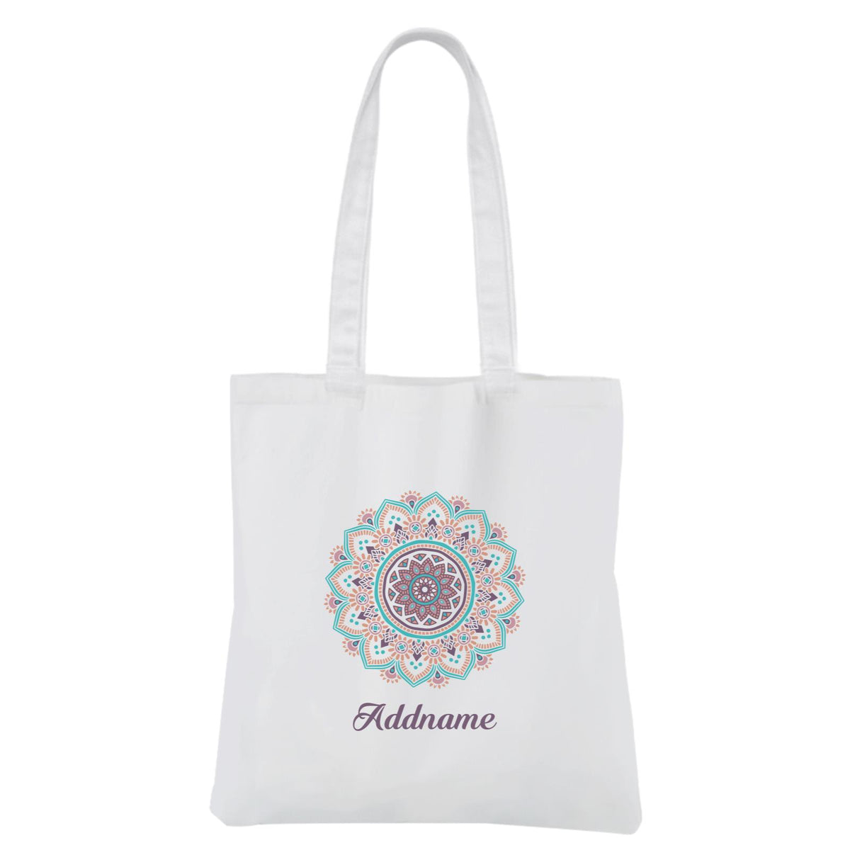Deepavali Series Turquoise Mandala White Canvas Bag