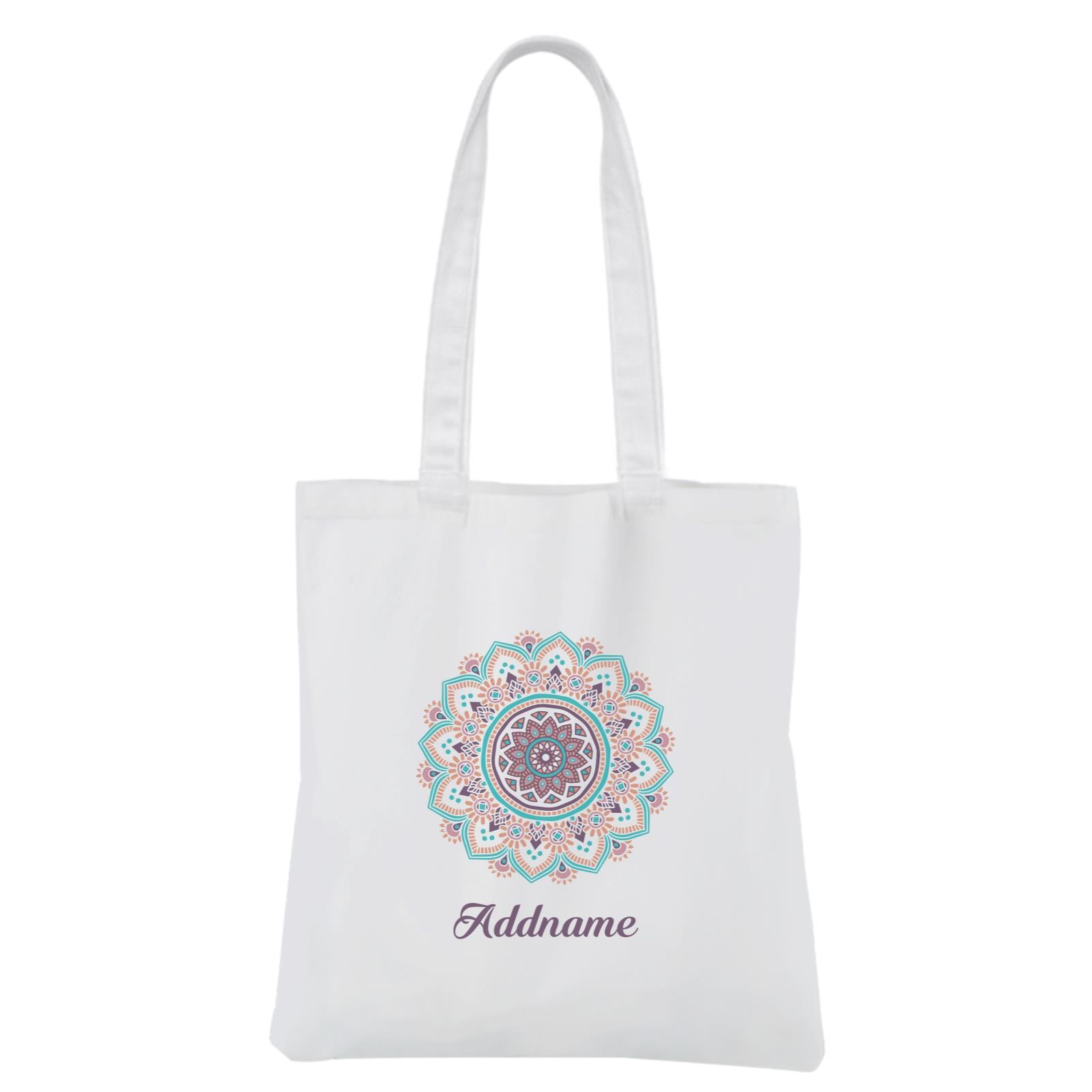 Deepavali Series Turquoise Mandala White Canvas Bag