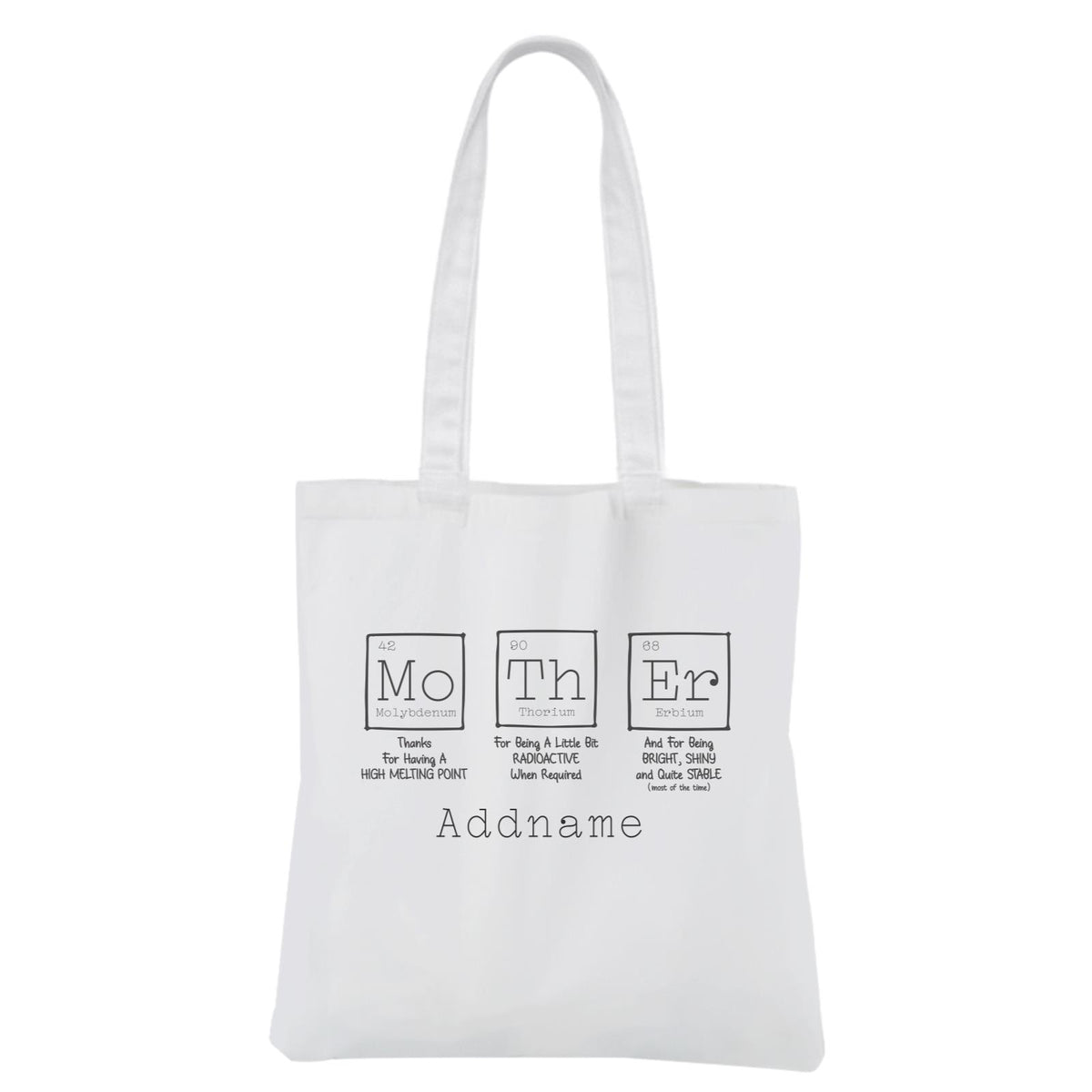 Mother's Day - Mother's Periodic Table White Canvas Bag