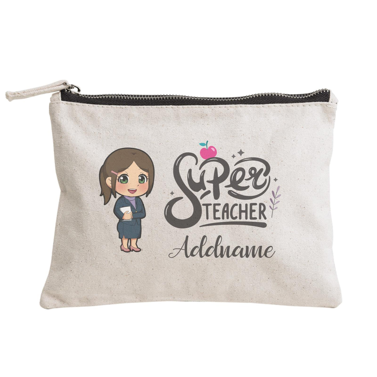 Chibi Super Teacher Chinese Female Teacher Zipper Pouch