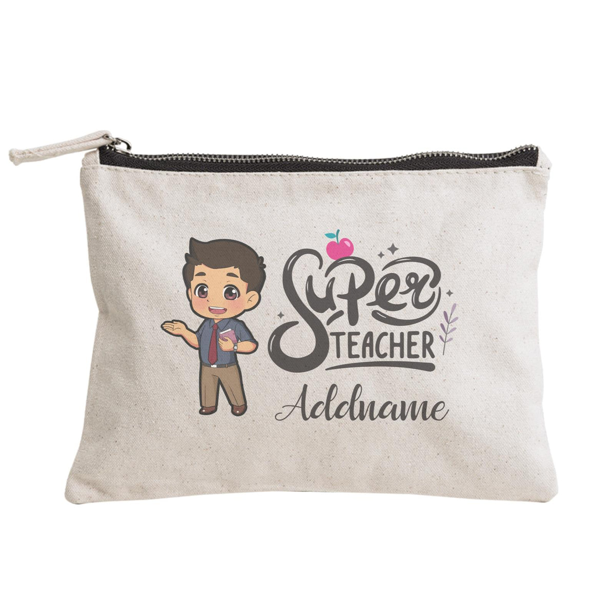 Chibi Super Teacher Malay Male Teacher Zipper Pouch