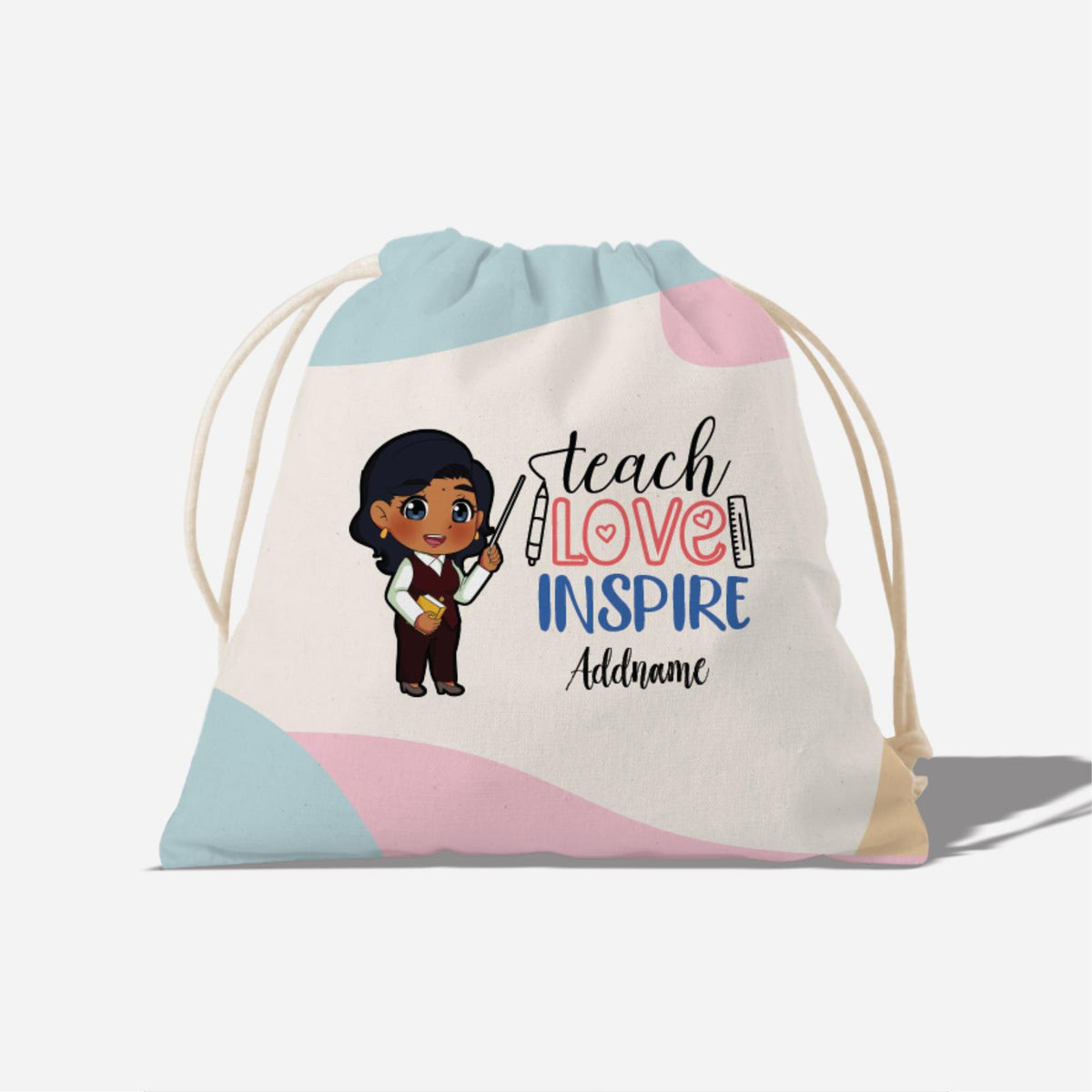 Teach Love Inspire With Chibi Indian Female Teacher Full Print Satchel