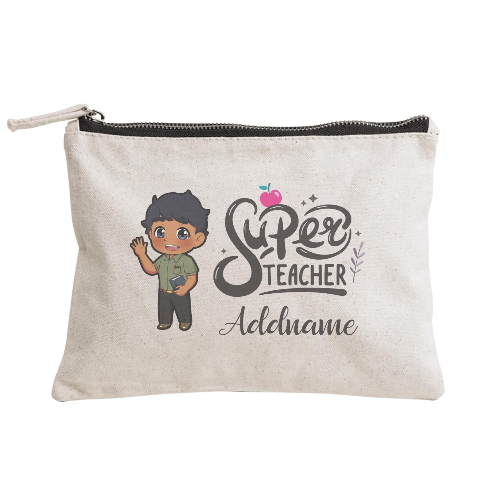 Chibi Super Teacher Indian Male Teacher Zipper Pouch