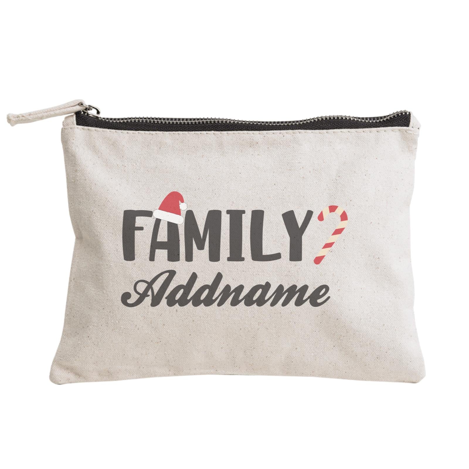 Christmas Series Family Addname with Santa Hat and Candy Cane Zipper Pouch