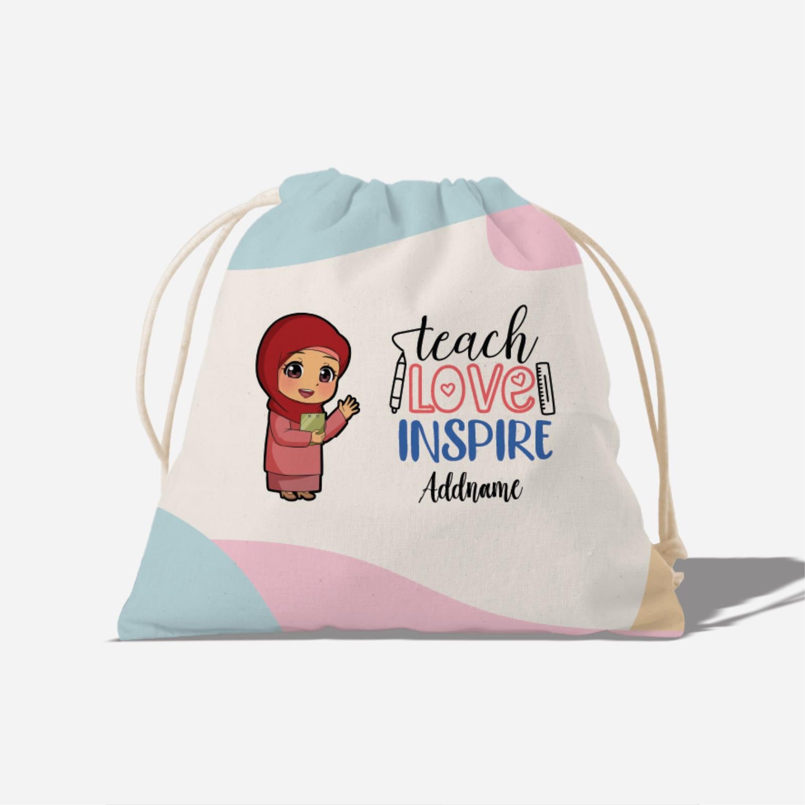 Teach Love Inspire With Chibi Teacher Malay Female Teacher Full Print Satchel