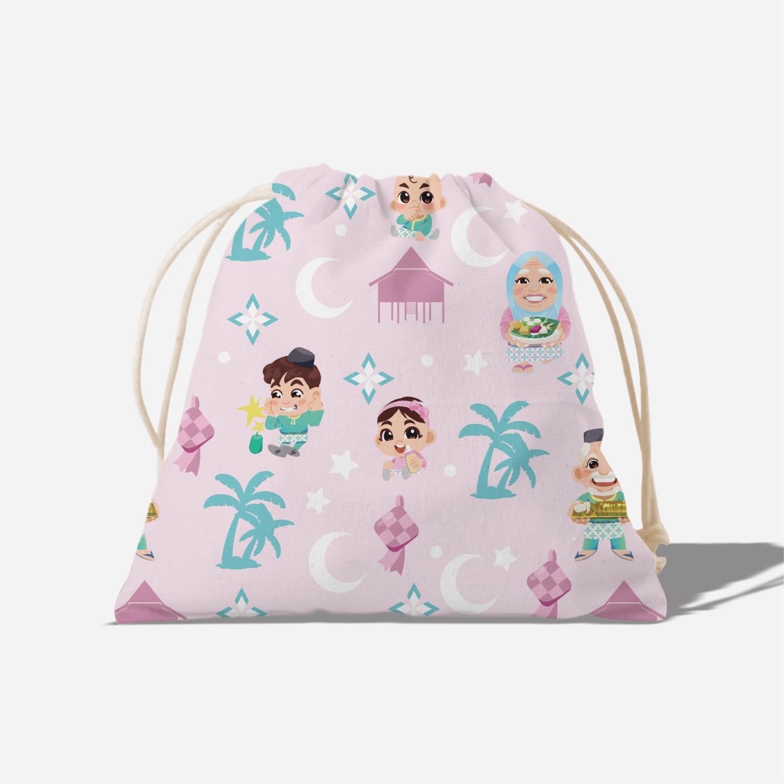 Seindah Lebaran Full Print Satchel - Pastel Pink