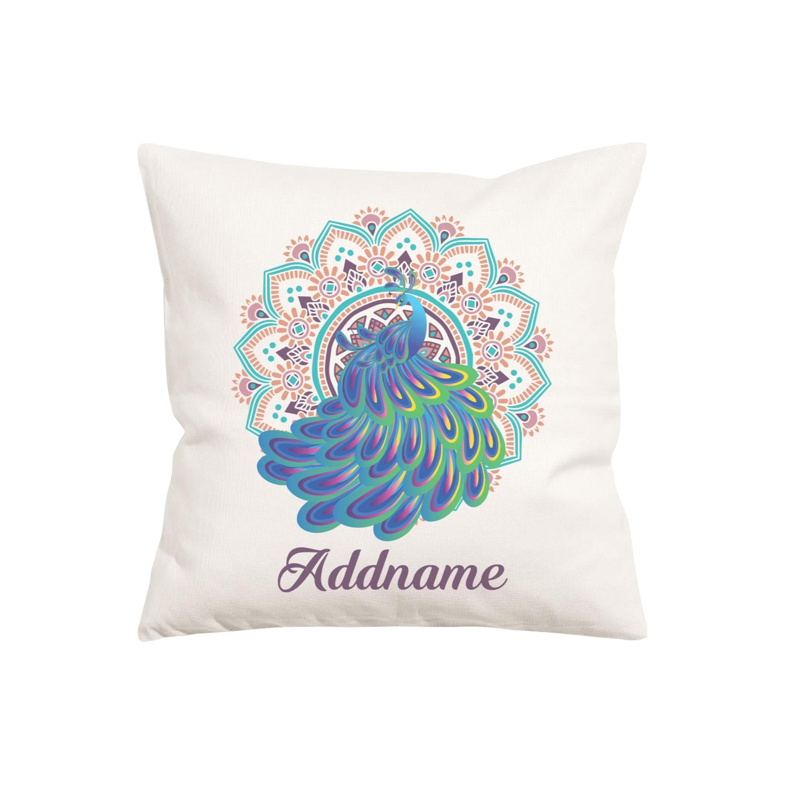 Deepavali Series Virtue Peacock with Turquoise Mandala PW Cushion