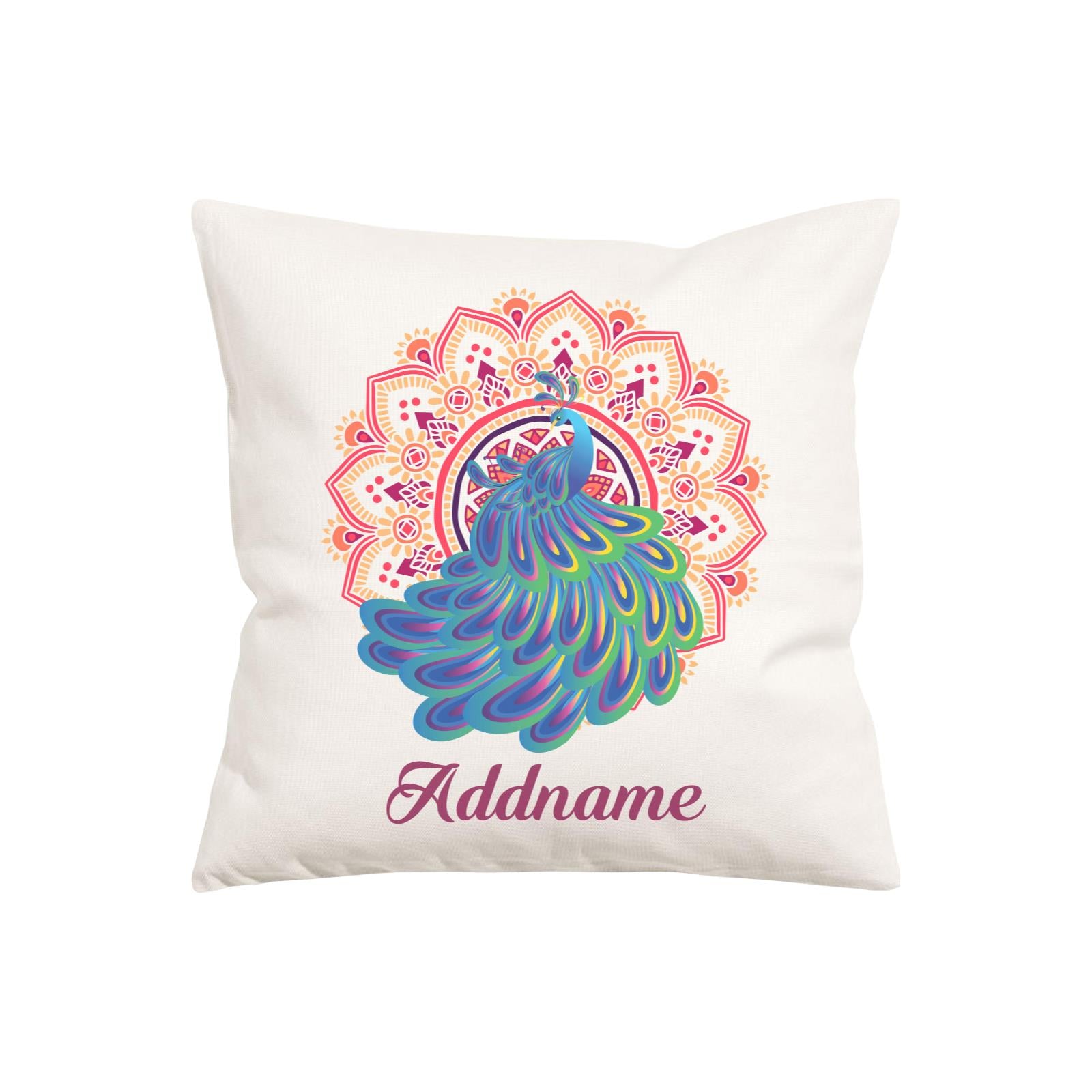 Deepavali Series Virtue Peacock with Red Mandala PW Cushion