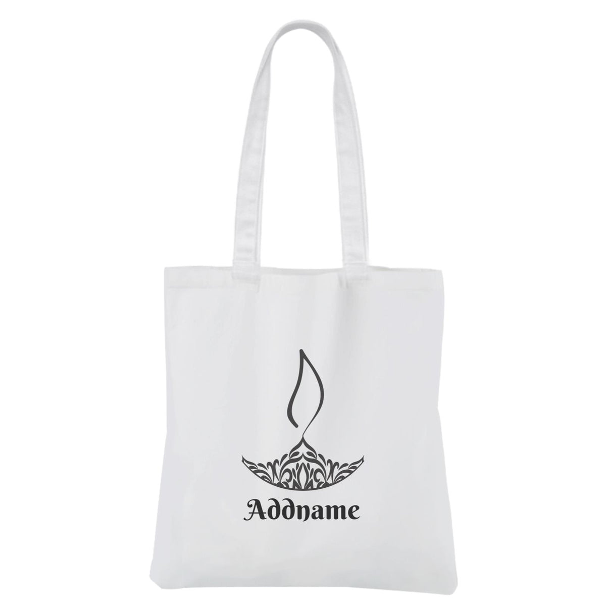 Deepavali Series Minimalist Diya Symbol White Canvas Bag