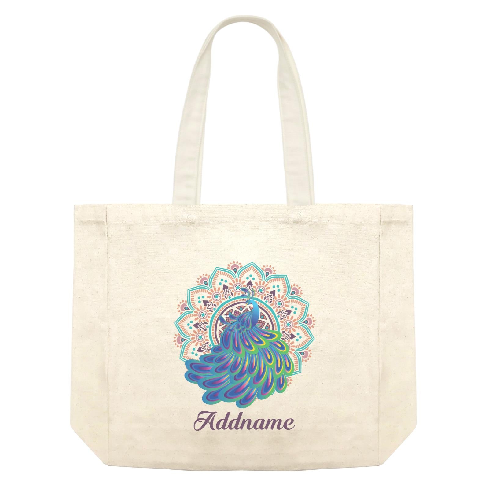 Deepavali Series Virtue Peacock with Turquoise Mandala Shopping Bag
