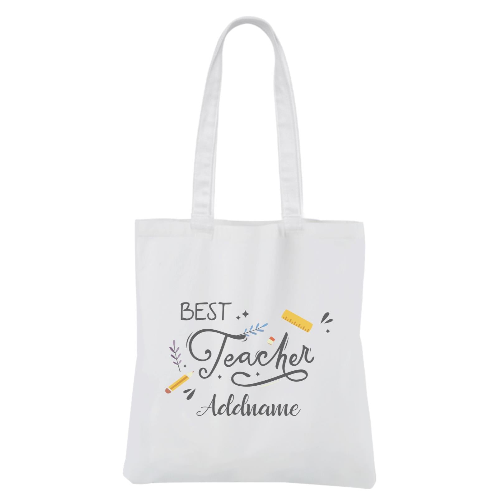 Best Teacher With Elements White Canvas Bag