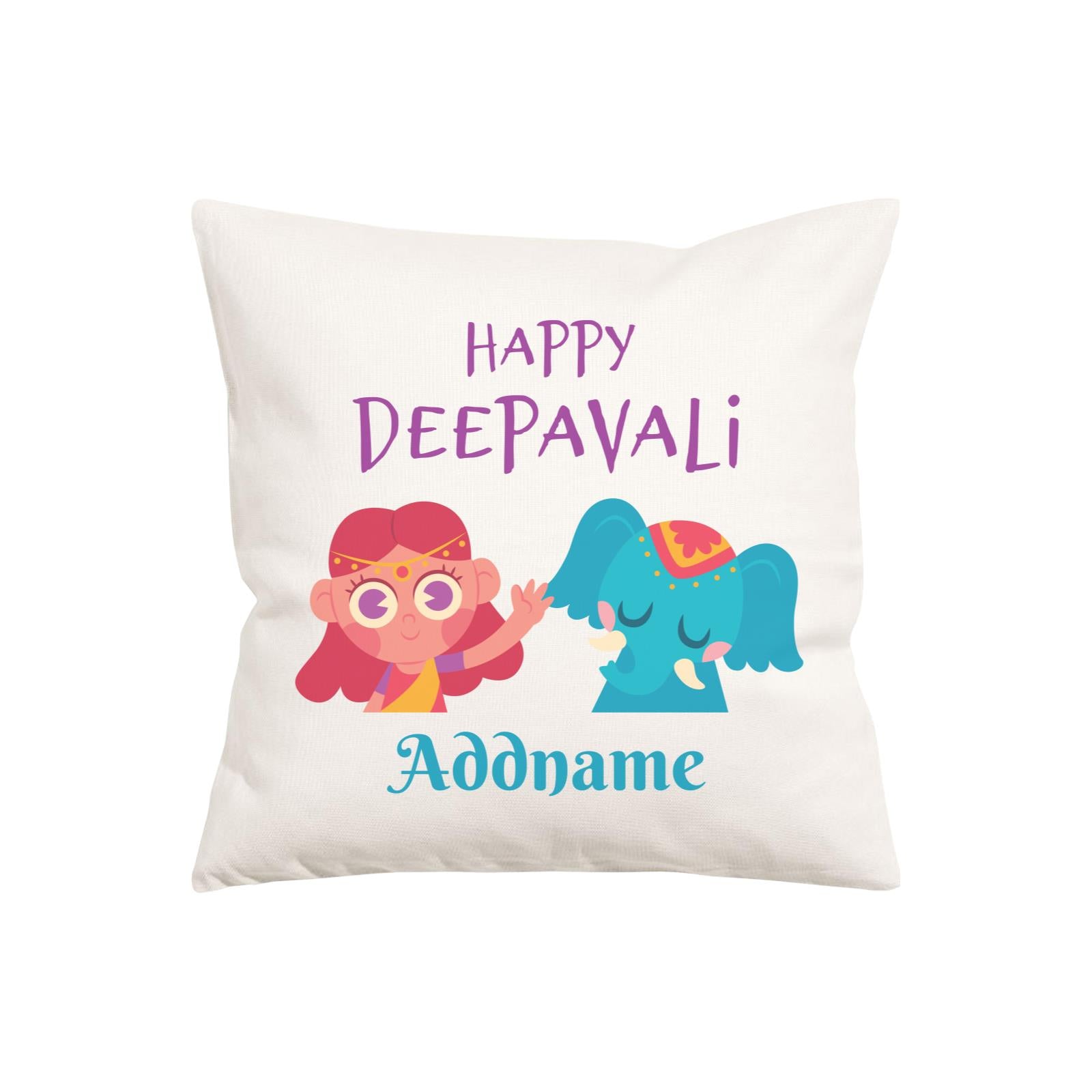 Deepavali Series Little Girl Wishes You Happy Deepavali PW Cushion