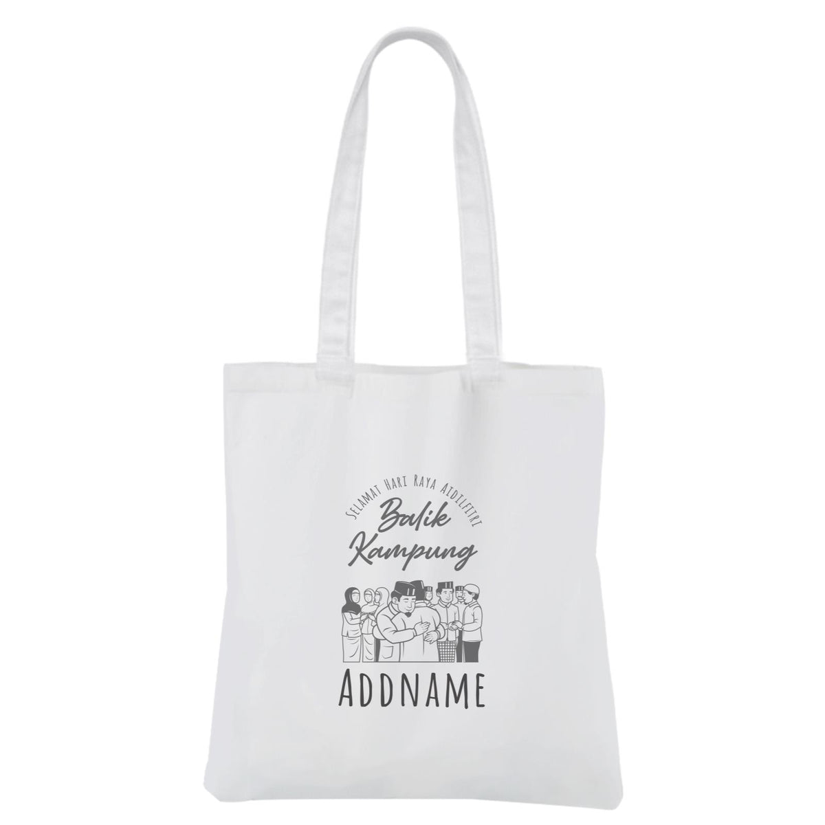 Hari Raya Aidilfitri Balik Kampung White Canvas Bag
