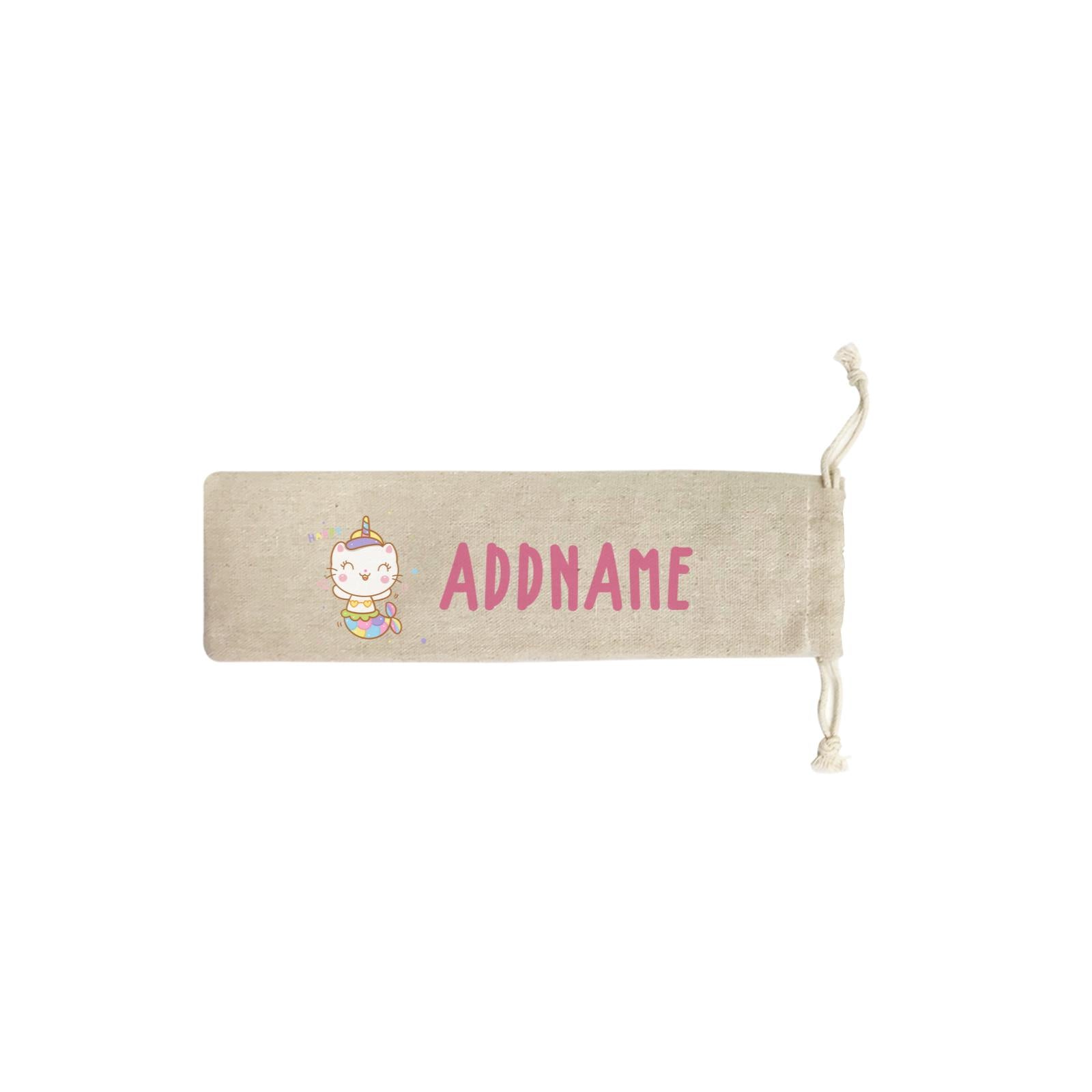 Unicorn And Princess Series Cute Happy Cat Mermaid Addname SB Straw Pouch (No Straws included)