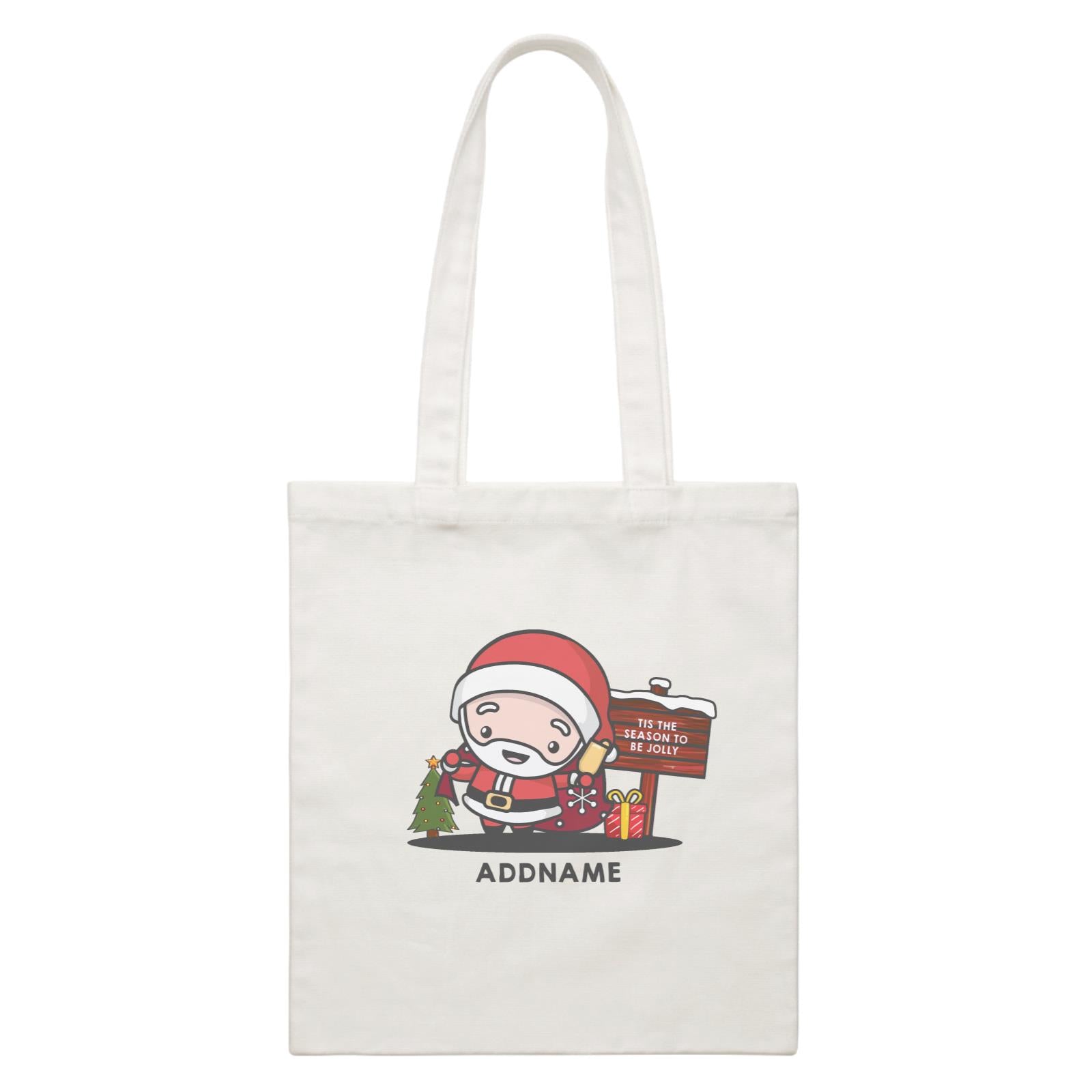 Christmas Cute Jolly Series Santa Addname Canvas Bag