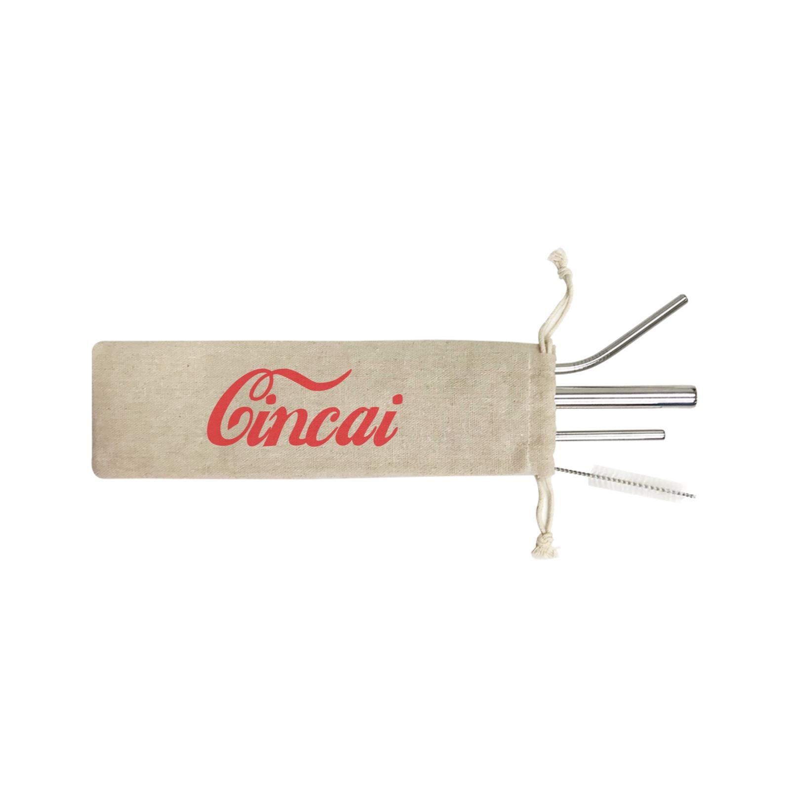 Slang Statement Cincai Cola 4-in-1 Stainless Steel Straw Set In a Satchel