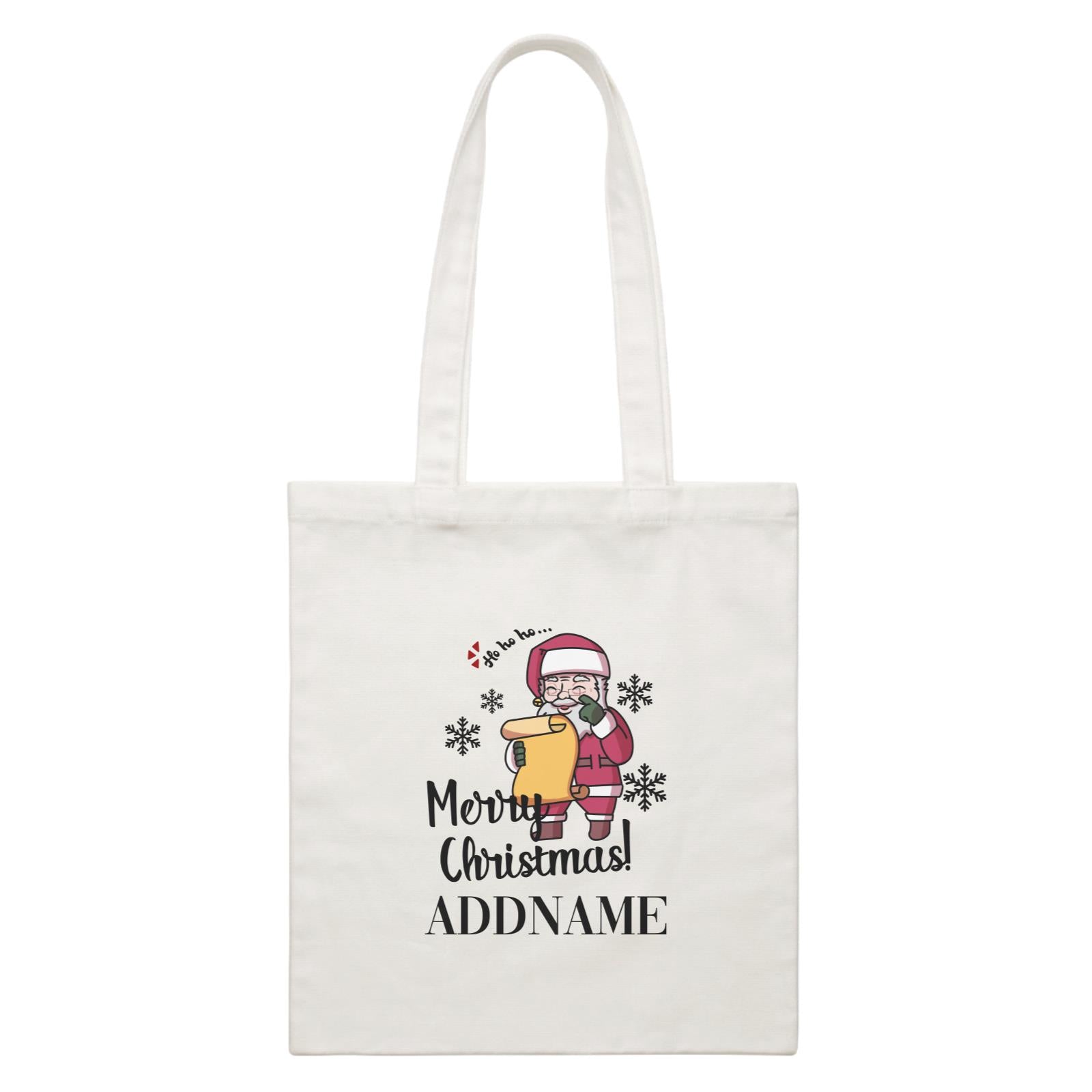 Xmas Christmas Chibi Family Santa Grandpa Wishes Merry Christmas White Canvas Bag