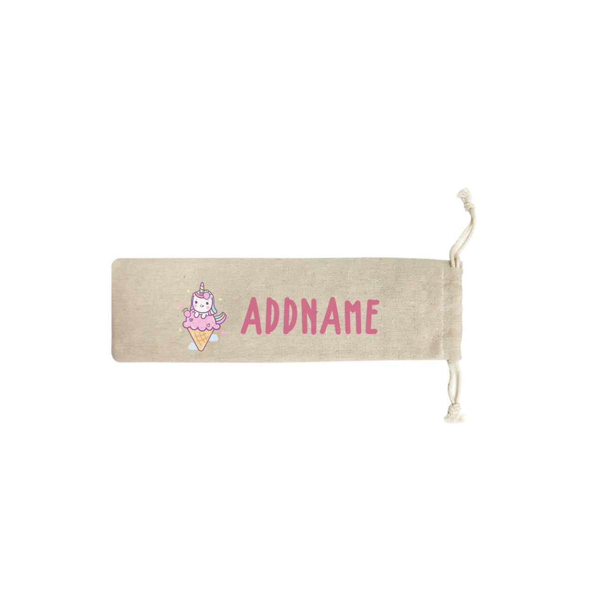 Unicorn And Princess Series Unicorn Hugging Ice Cream Addname SB Straw Pouch (No Straws included)